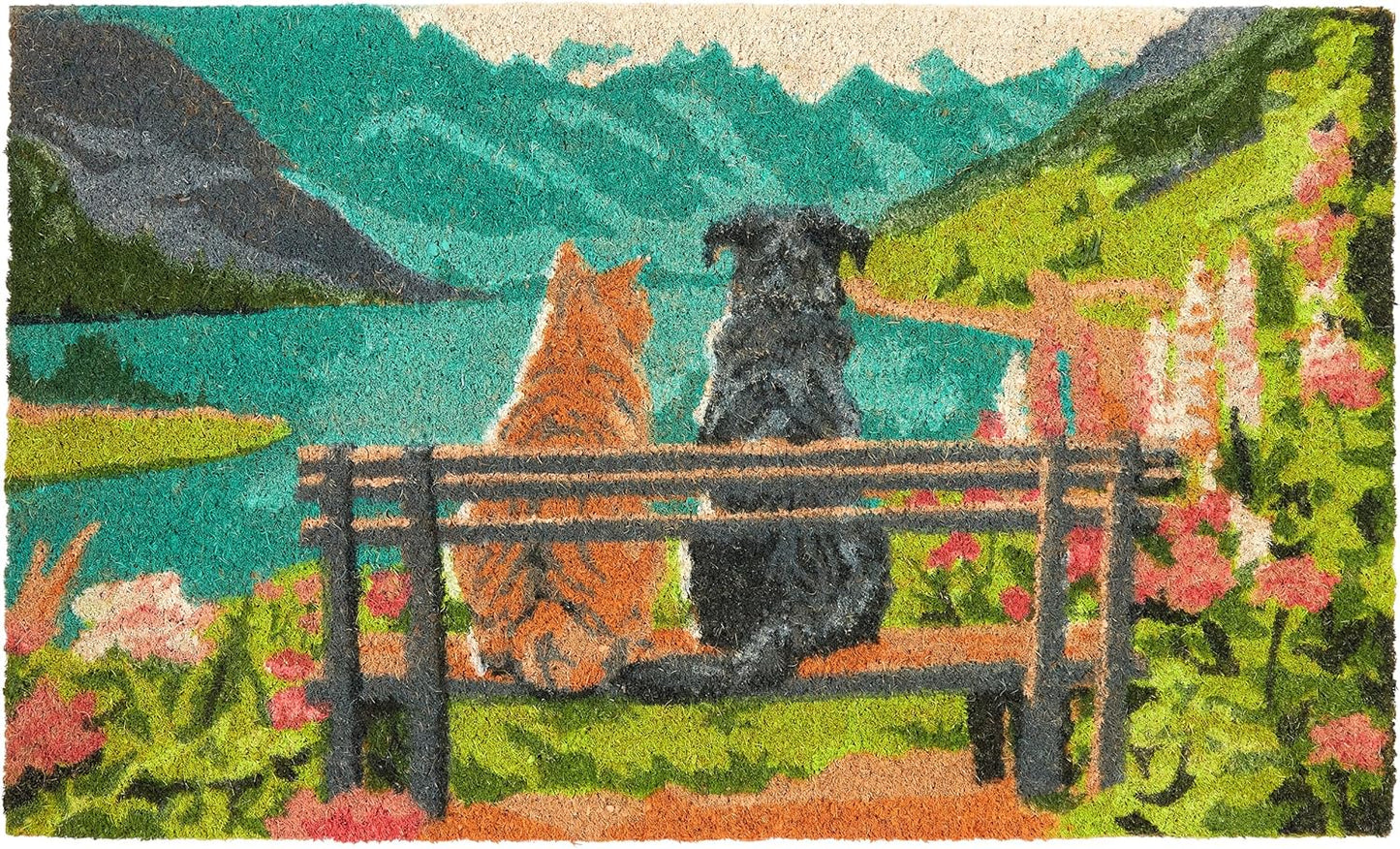 Antirutsch Fussmatte, Hund und Katze auf Bank