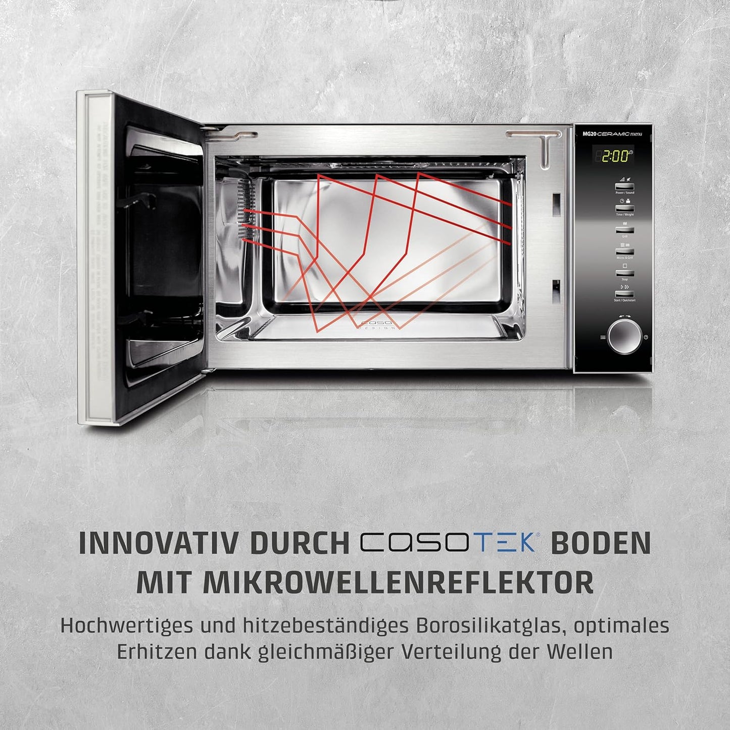 2-in-1 Mikrowelle mit Grill und Keramikboden MG20, 20 Liter