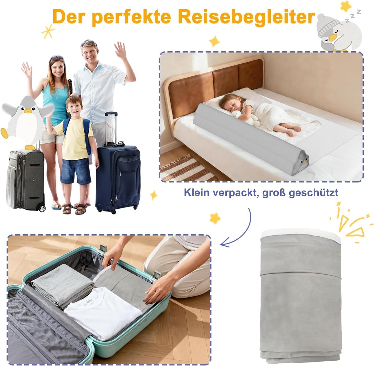 Aufblasbarer Rausfallschutz für Kinderbett (2er Set), 130cm -2er Set