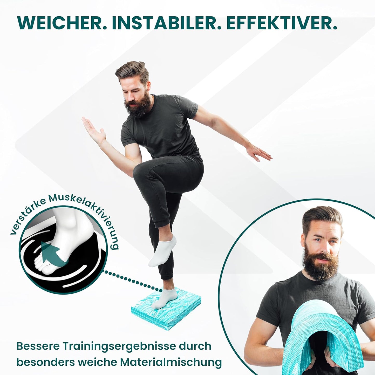 Balance Pad für effektives Gleichgewichtstraining, 40 x 32 x 6 cm Türkis