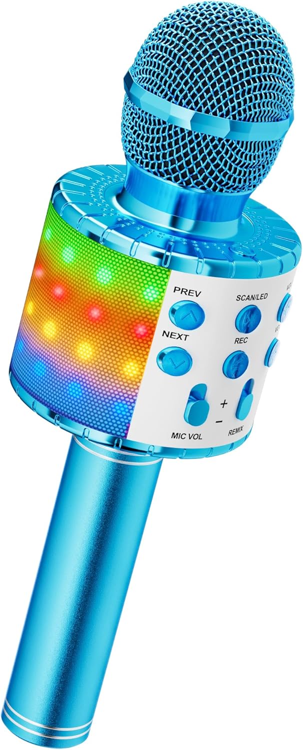 Karaoke-Mikrofon für Kinder mit Stimmenverzerrer, Blau