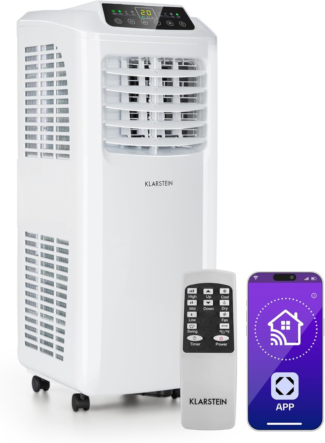 Mobile Klimaanlage mit App-Steuerung (3-in-1), Weiß Smart - 9000BTU