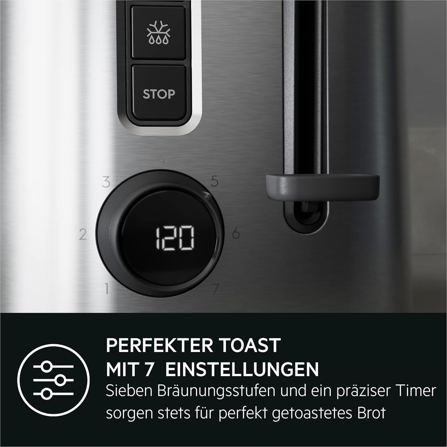 Toaster mit 7 Einstellungen und Countdown-Timer