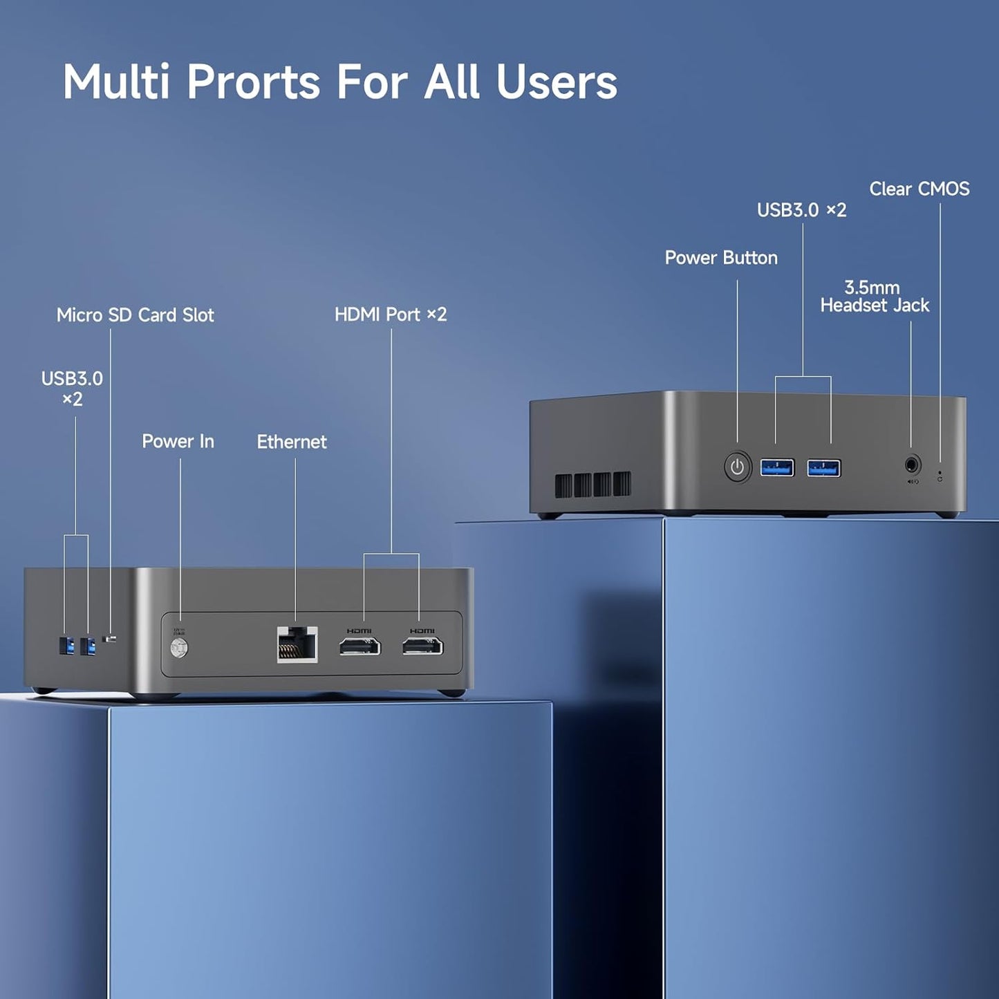 Mini PC B3 mit Dual HDMI 4K & Win 11 Pro, N5095 8GB DDR4 256GB SSD