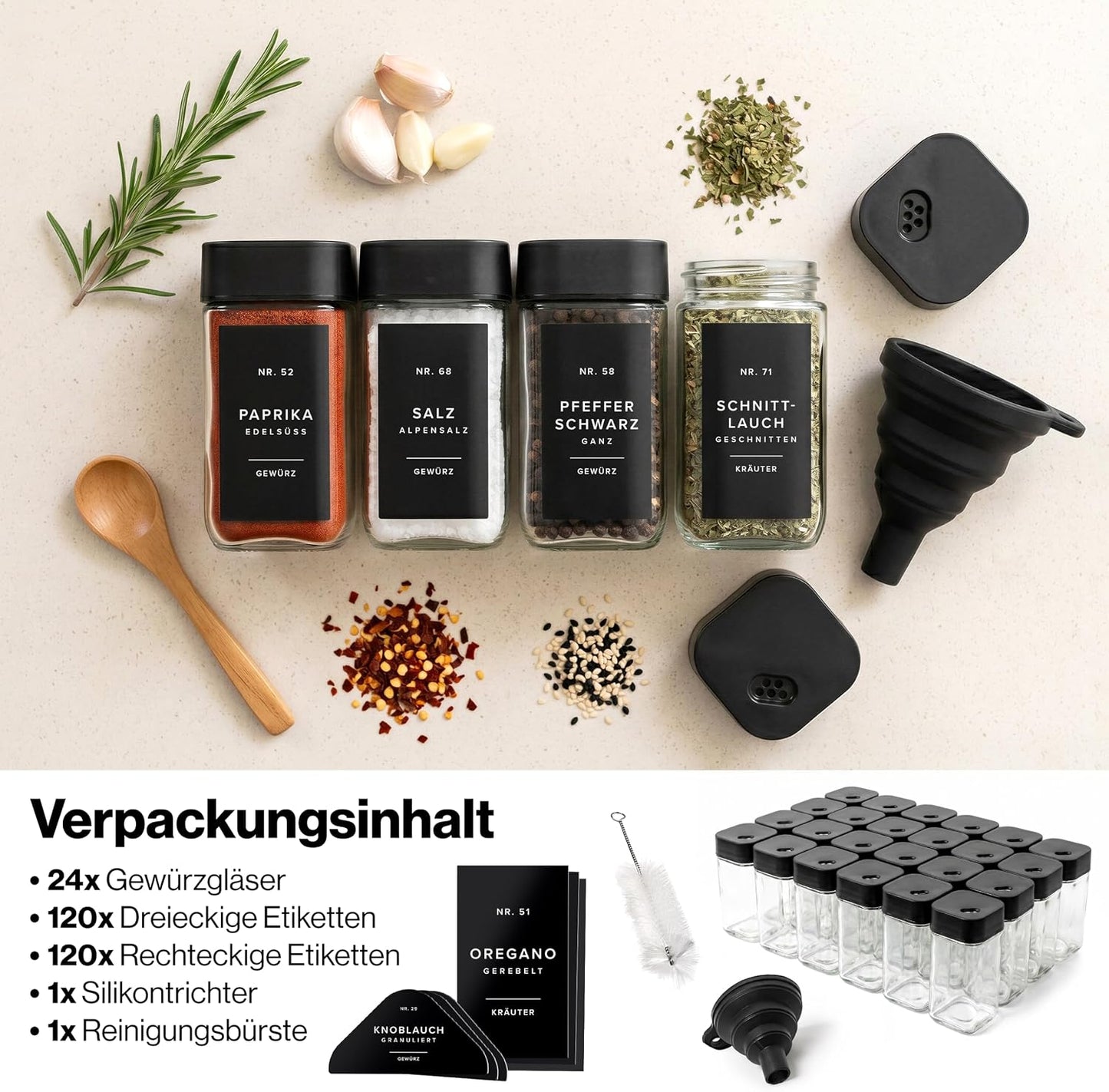 Gewürzgläser-Set, EH-SJSQU-FBL