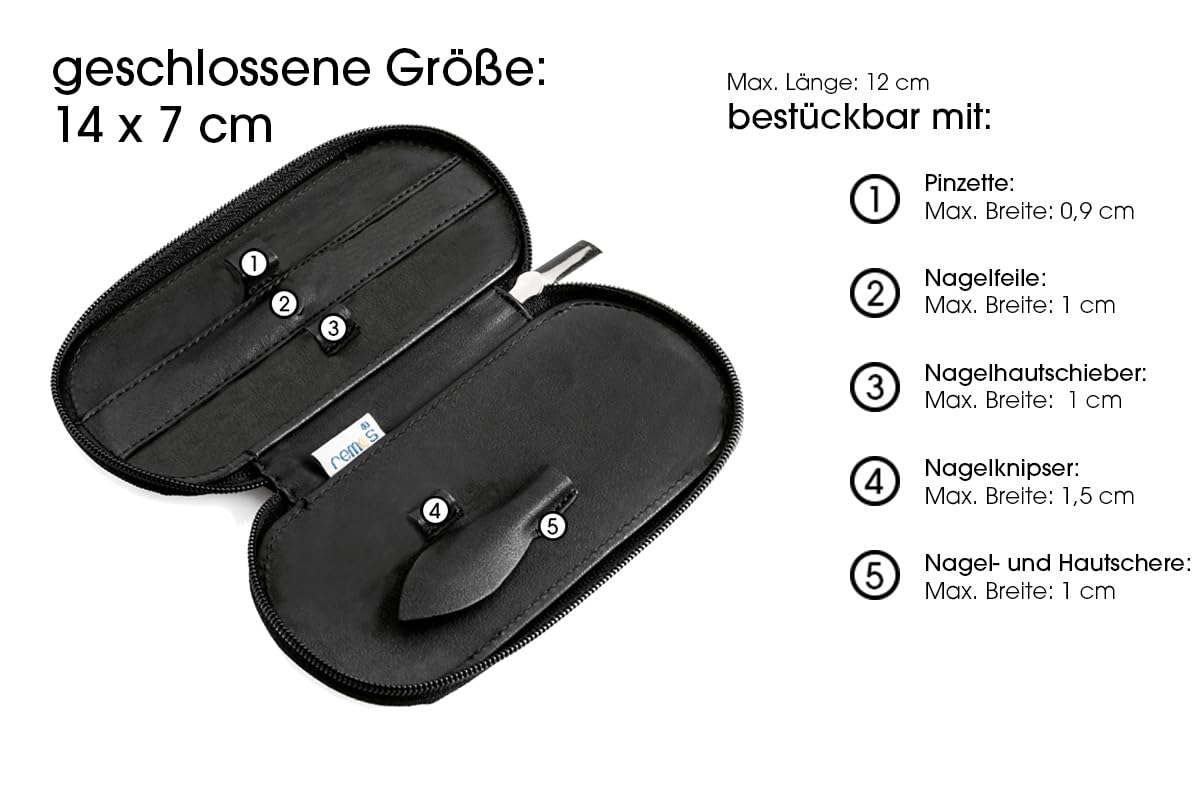 Nageletui für 5 Instrumente, Schwarz