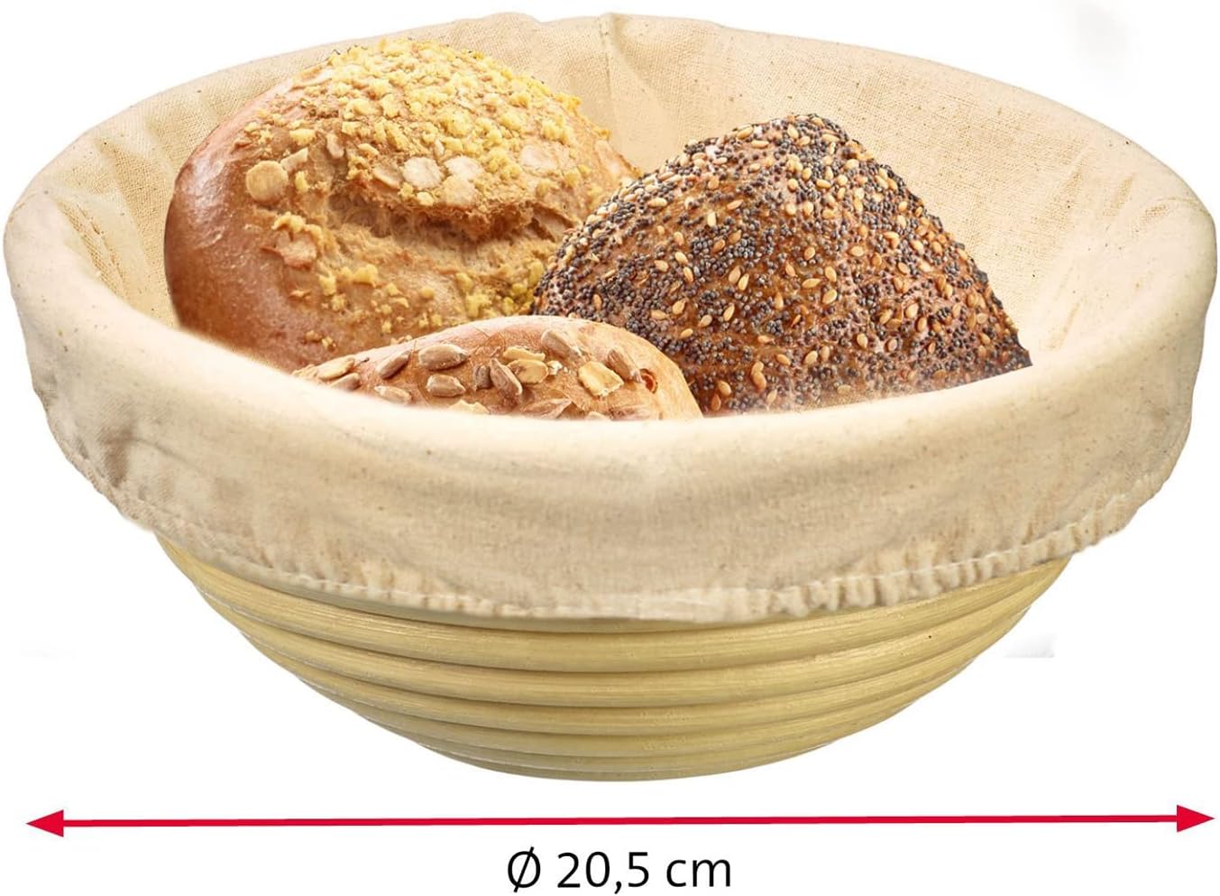 Gärkorb-Set mit Baumwollbezug, Rund, Ca. Ø 20,5, mit Bezug Ø 20,5 cm