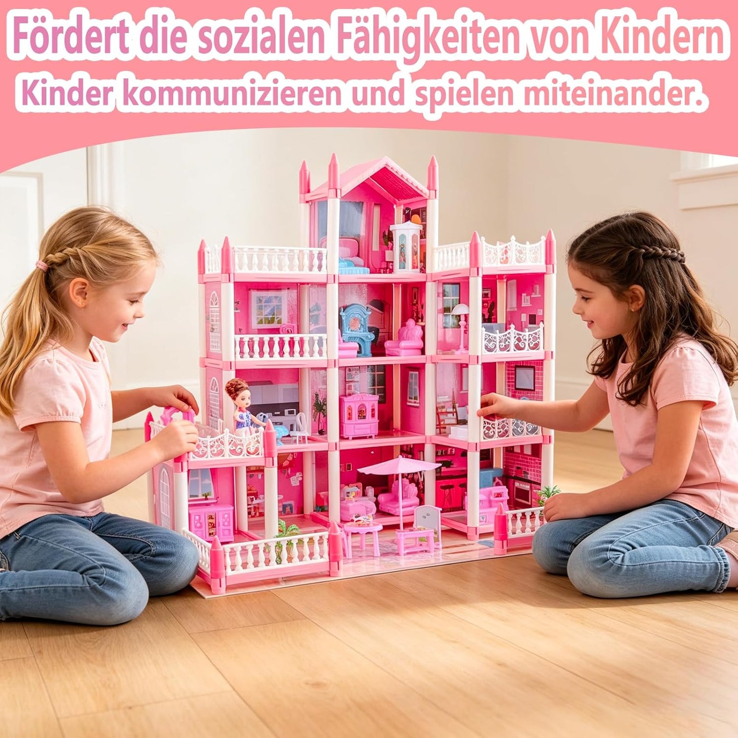 Puppenhaus mit Beleuchtung und Zubehör