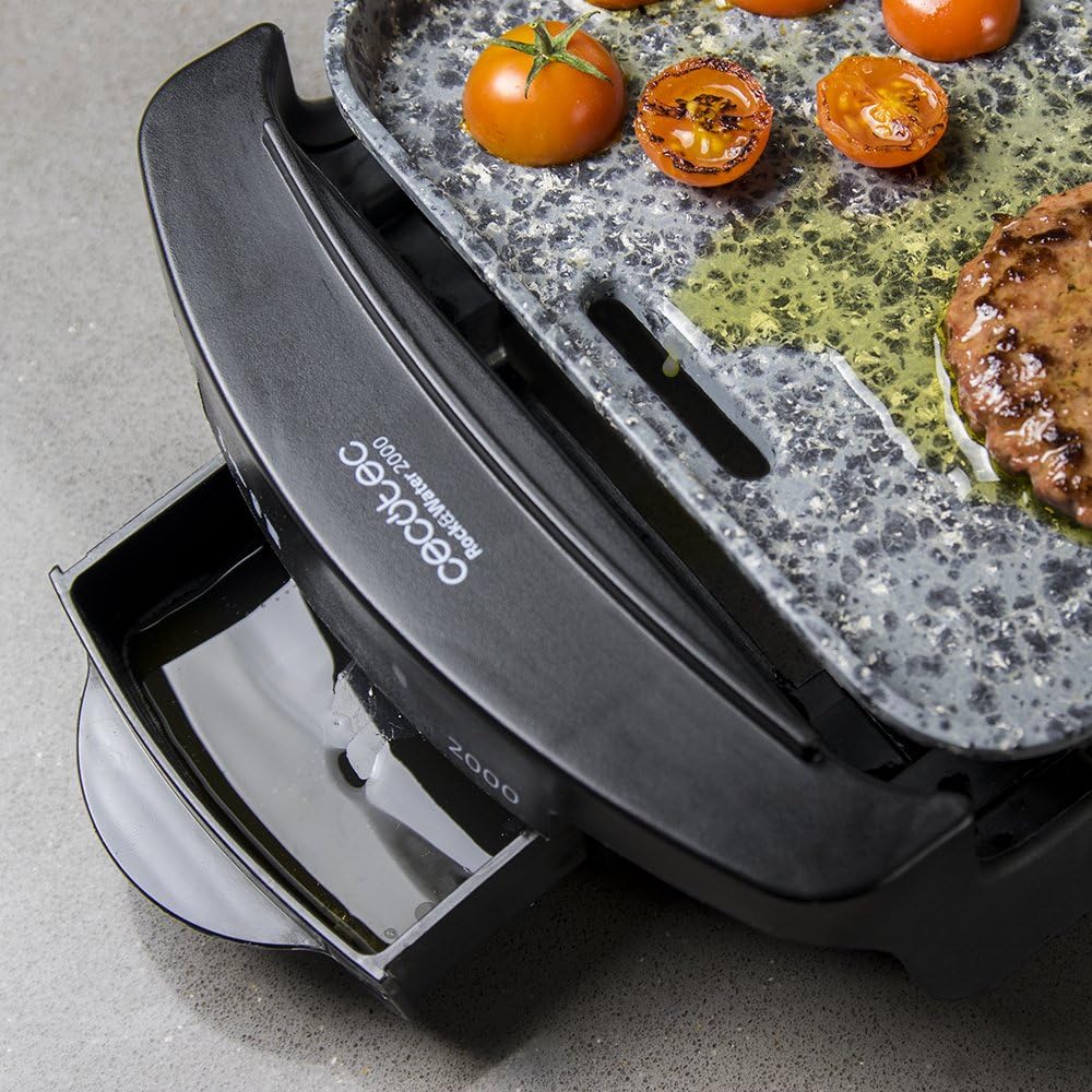 Rock&Water 2000 - Elektrische Grillplatte, Grau und Schwarz 1600W