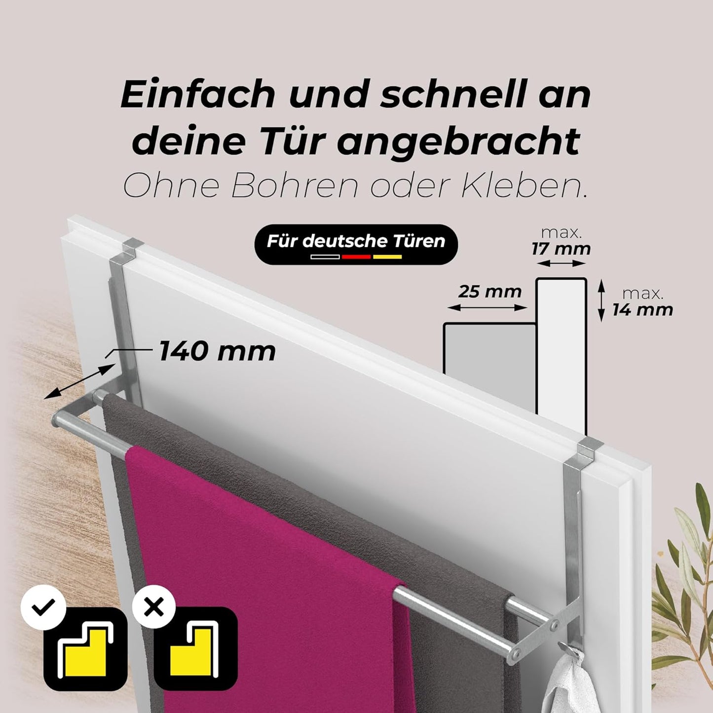 Handtuchhalter für Türmontage