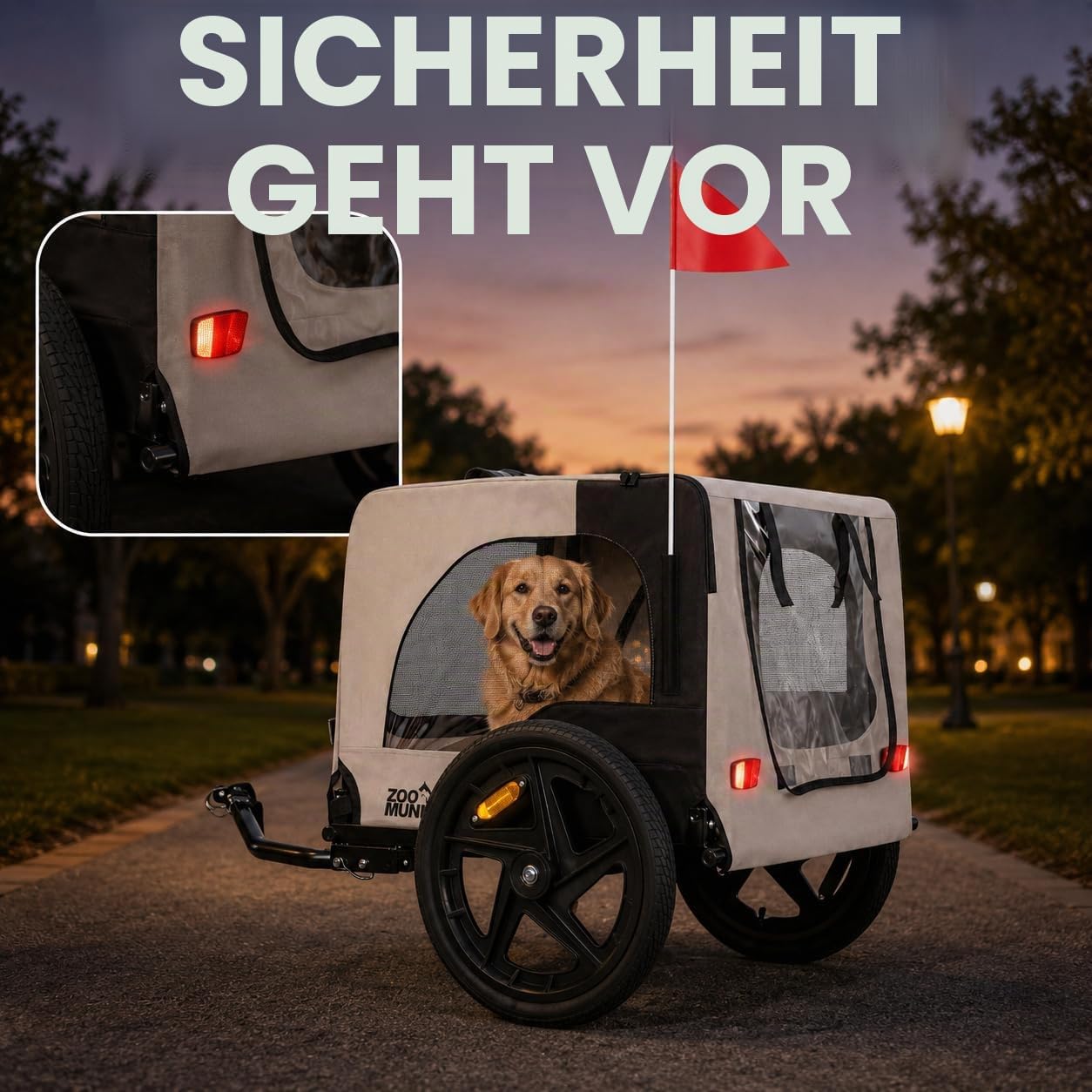Hundeanhänger Jacky, klappbar mit Luftreifen