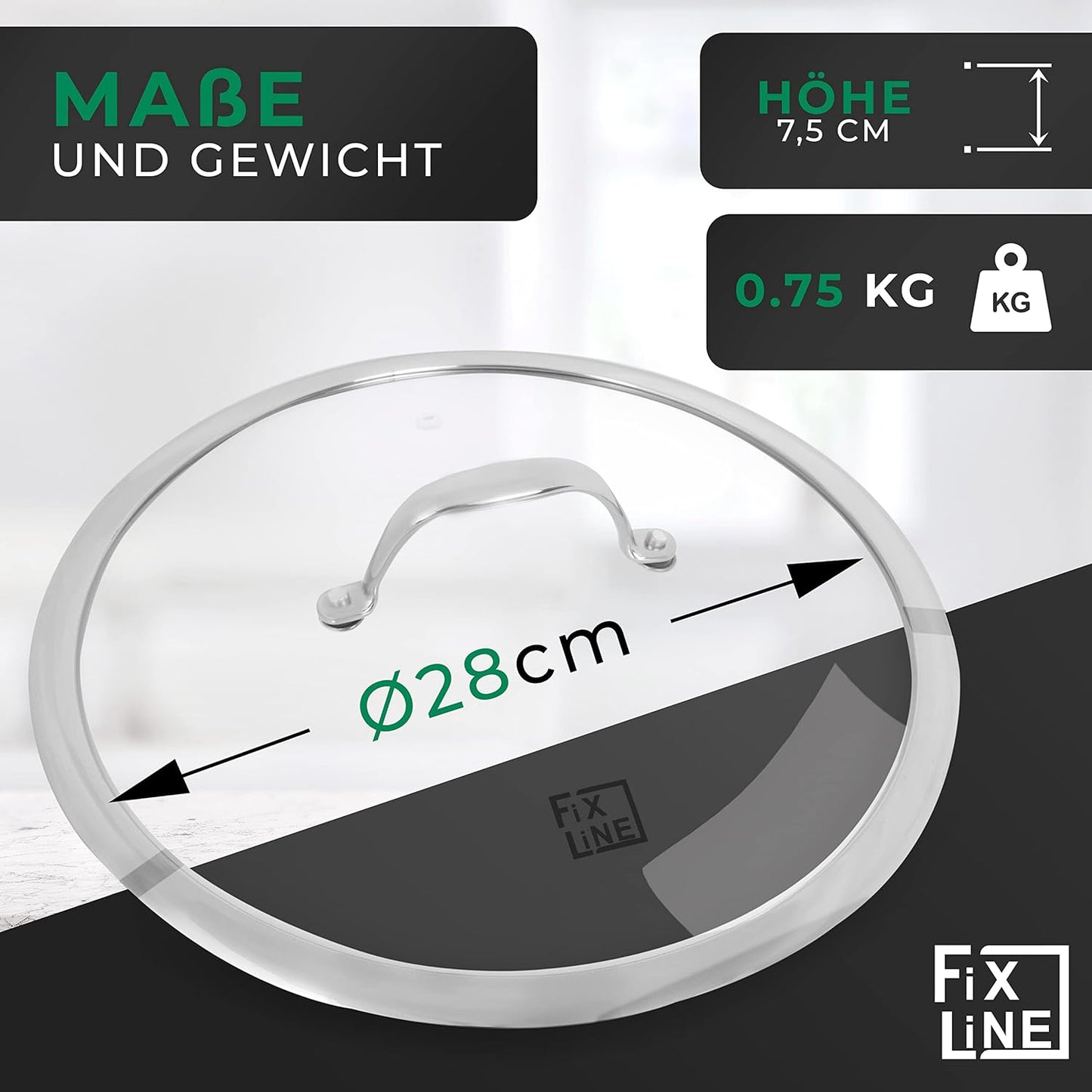Glasdeckel für Töpfe und Pfannen (ø 28 cm), Deckel 28cm