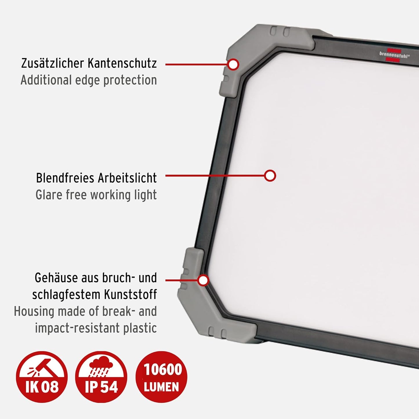 LED Baustrahler, 5m Kabel und Steckdose Single 10600 lm