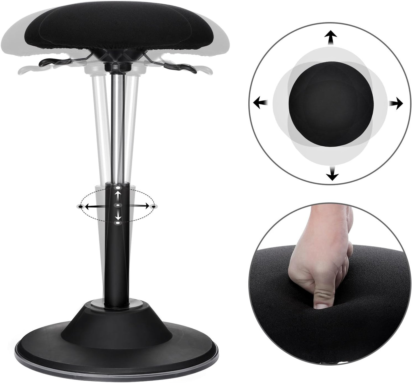 Ergonomischer Höhenverstellbarer Arbeitshocker, Mit rutschfester Basis