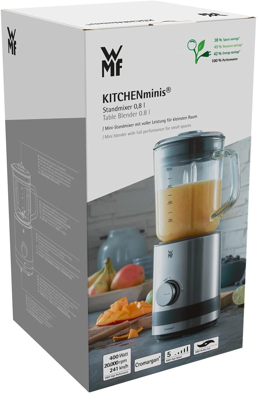 KÜCHENminis Standmixer mit Glasbehälter, Edelstahl Matt