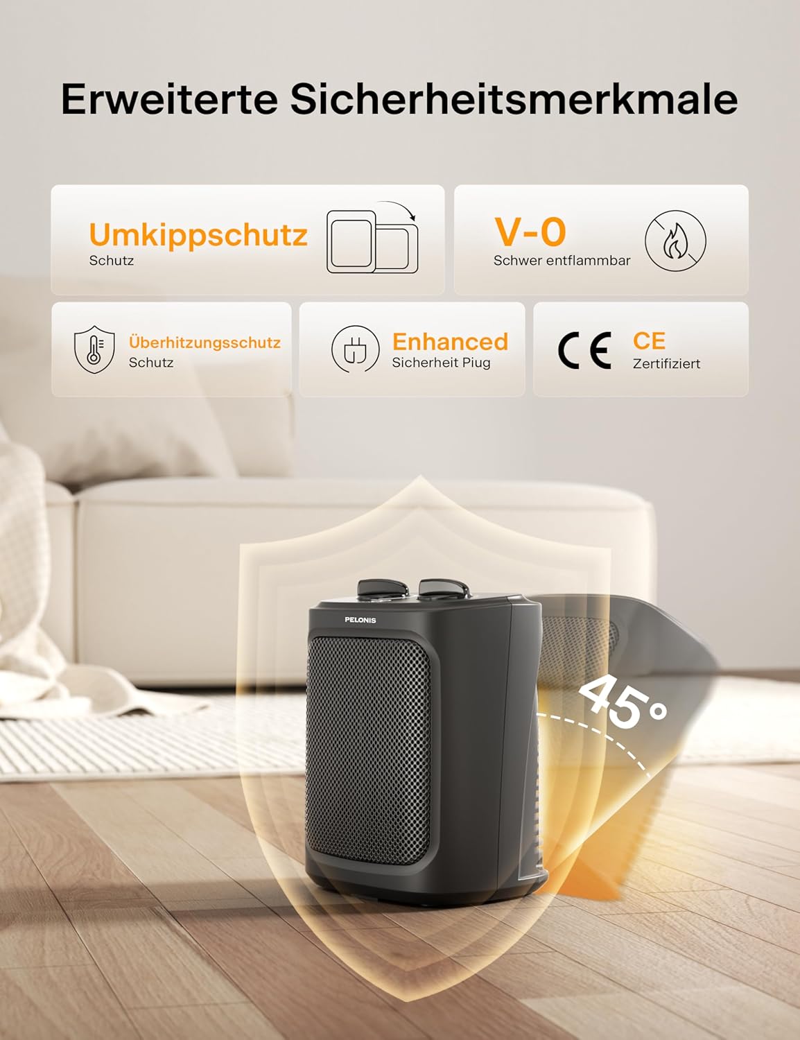 Mini Heizlüfter, Schwarz 16a