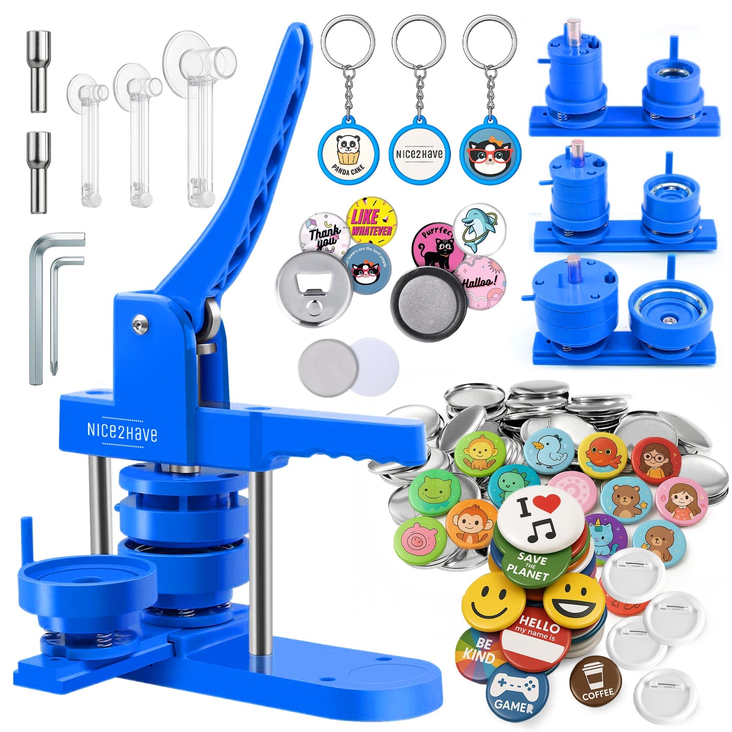 Buttonmaschine mit Zubehör, Blau - Multi Mold