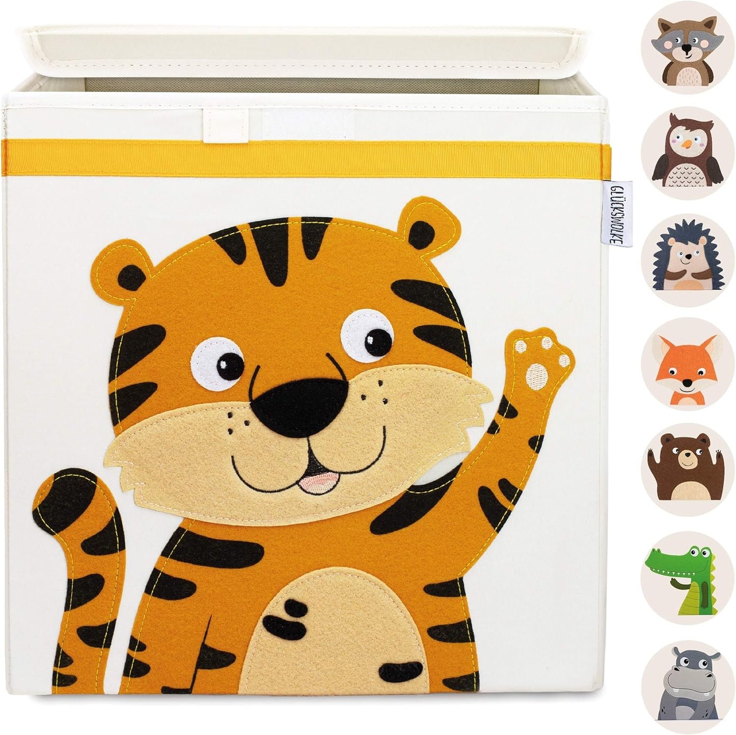 Spielzeugkiste mit Tiger-Motiv, Beige Tiger
