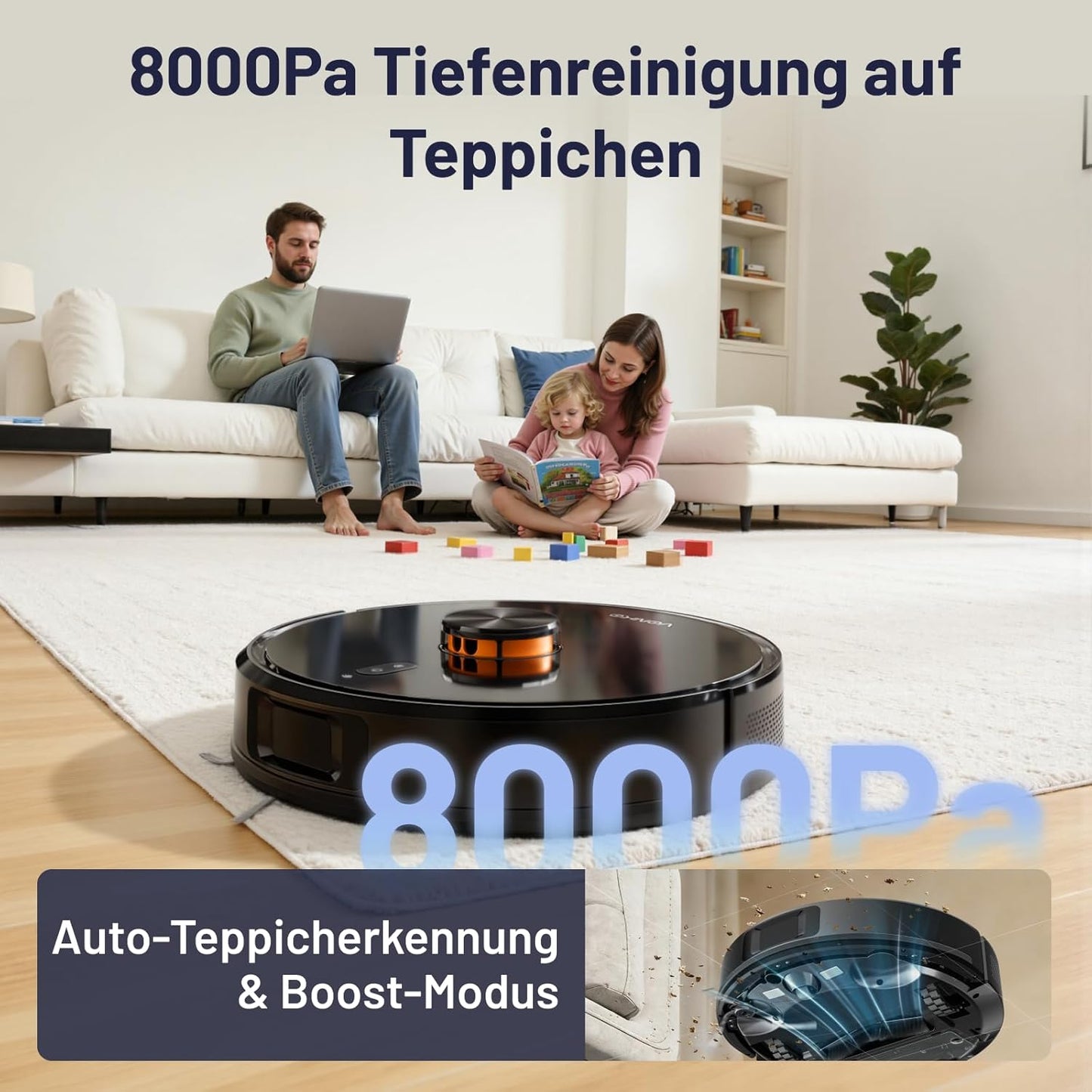 S6 Pro Saugroboter mit Wischfunktion und Absaugstation, Schwarz