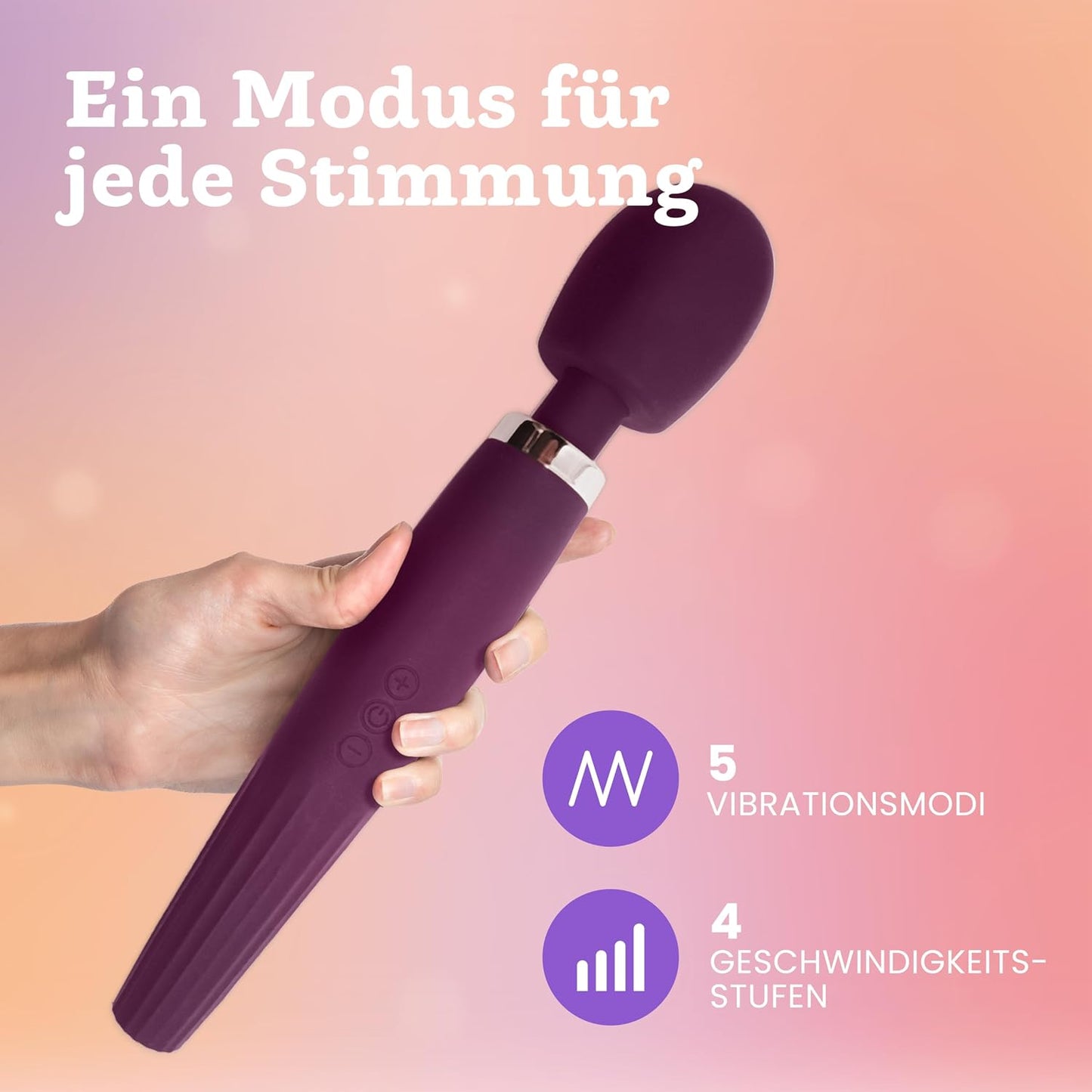 Premium Massagestab mit 5 Modi & 4 Intensitäten, Mitternachtsviolett, Deluxe