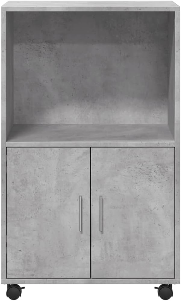 Rollschrank mit Stauraum, Betongrau