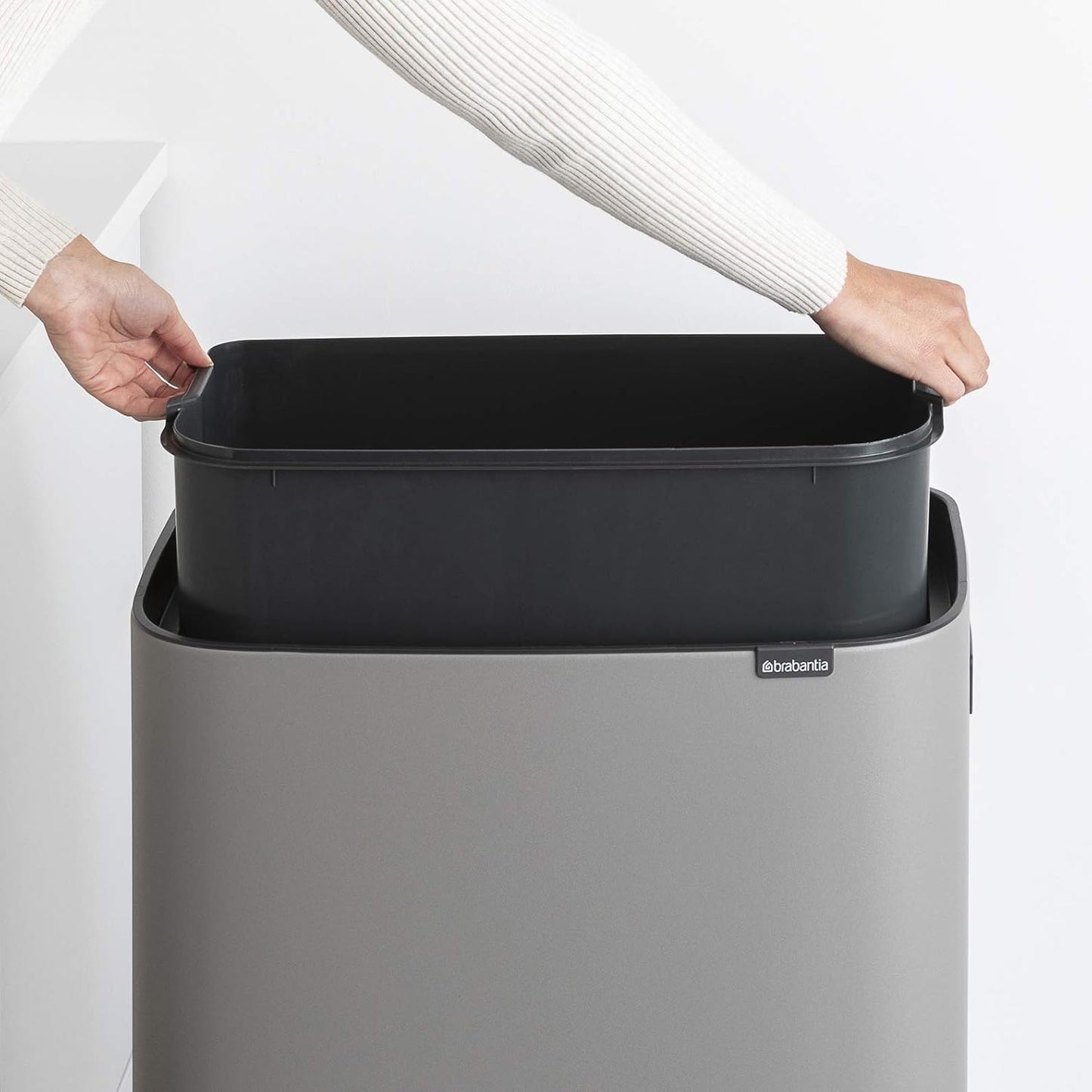Mülleimer mit 60L Inneneimer (Mineralbeton Grau), 1 Inneneimer (60L) Mineral Concrete Grey