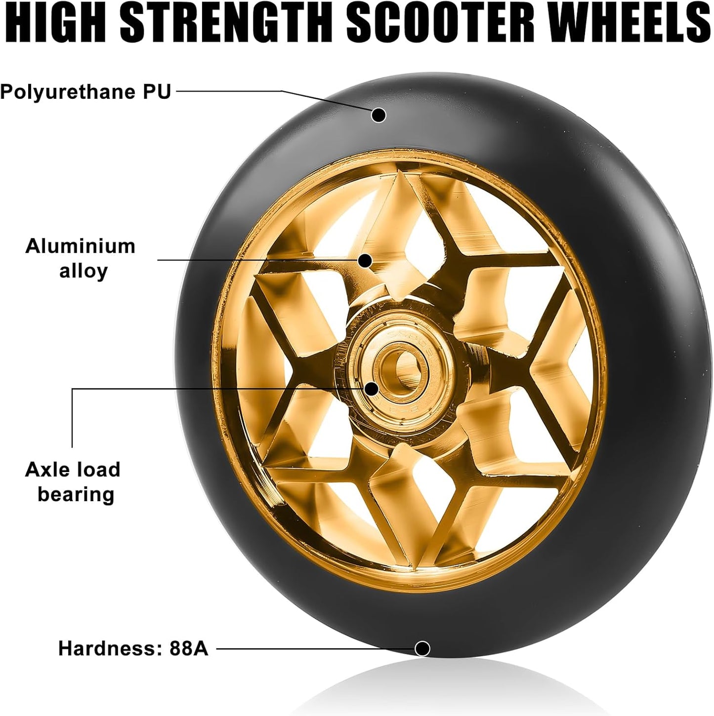 Stunt Scooter Ersatzräder 110 mm, Gold 110 mm