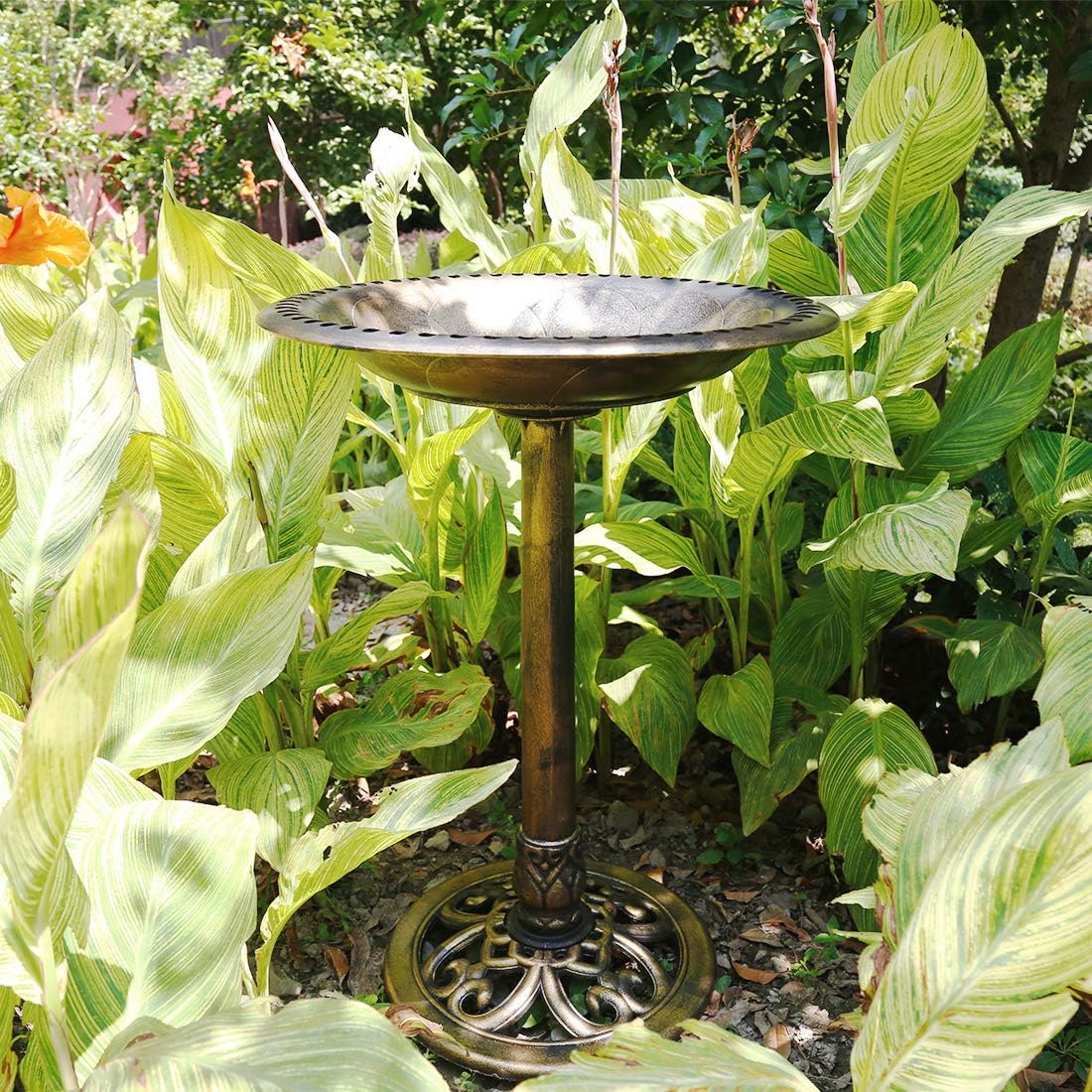2-in-1 Vogelbad und Solarbrunnen mit 4 Düsen, Kupfer mit Solarbrunnen