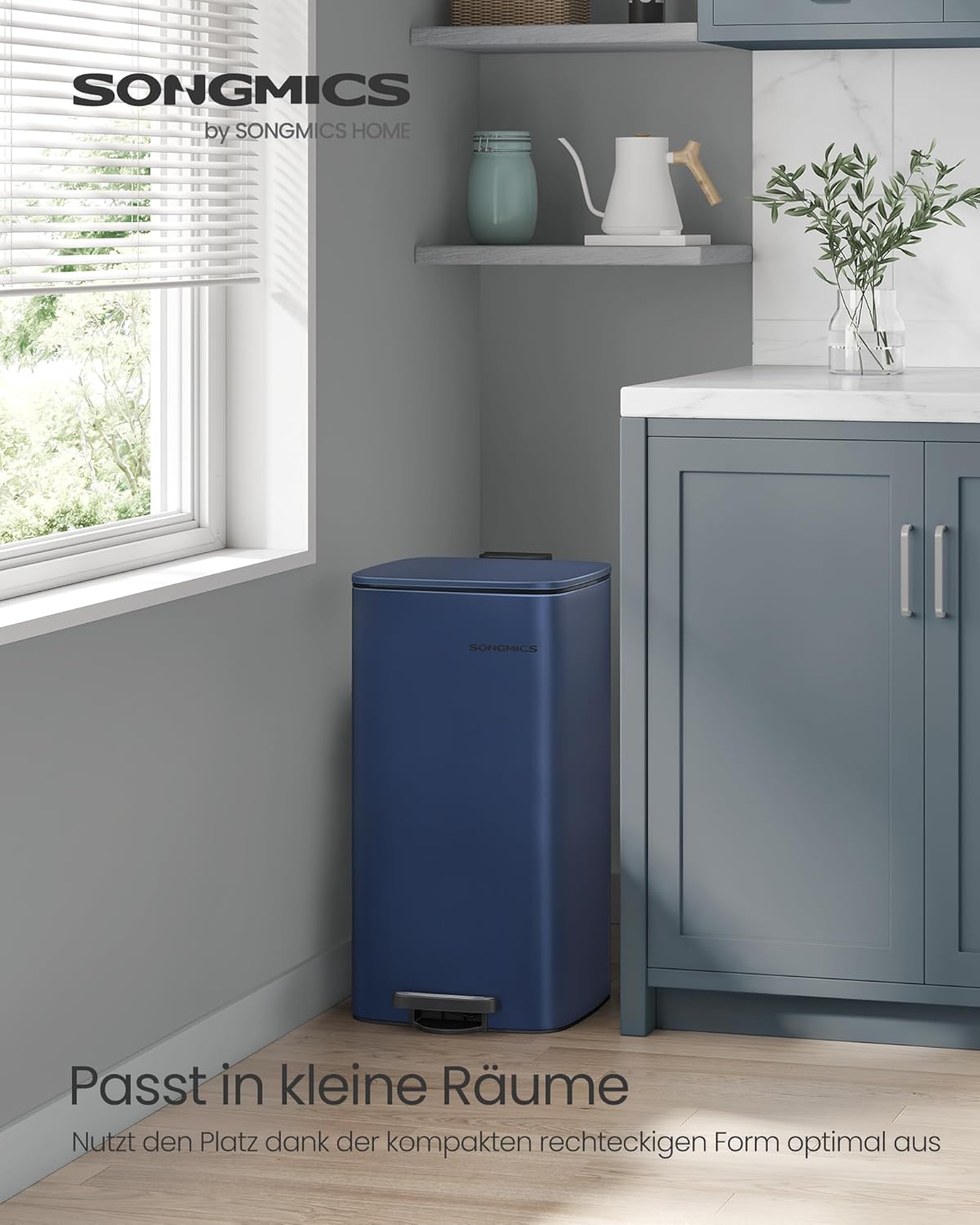 Tretmülleimer mit Inneneimer & Softclose, mitternachtsblau 30 L