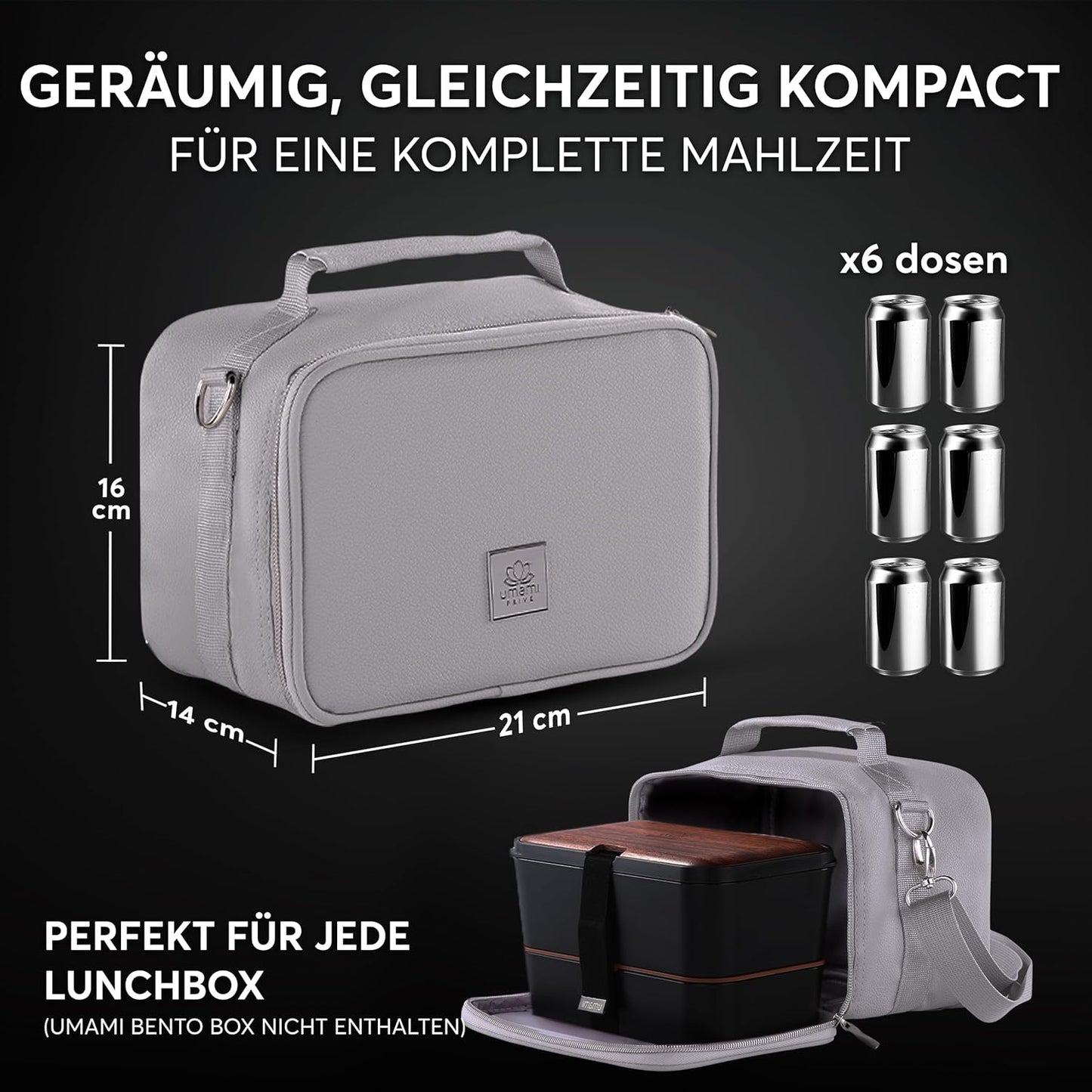 Kühltasche klein, faltbare Isoliertasche 4L, XL - 1500 ml Hellgrau