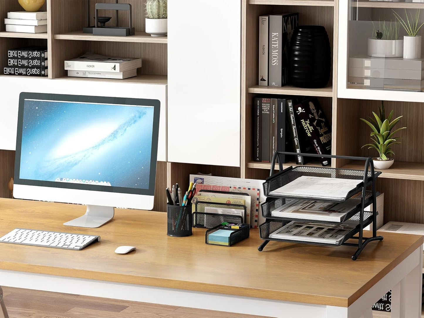4er-Set Schreibtisch-Organizer, Schwarz