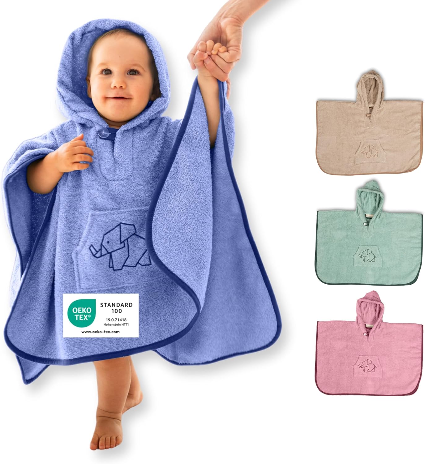 Badeponcho aus Frottee, Blau Badeponcho