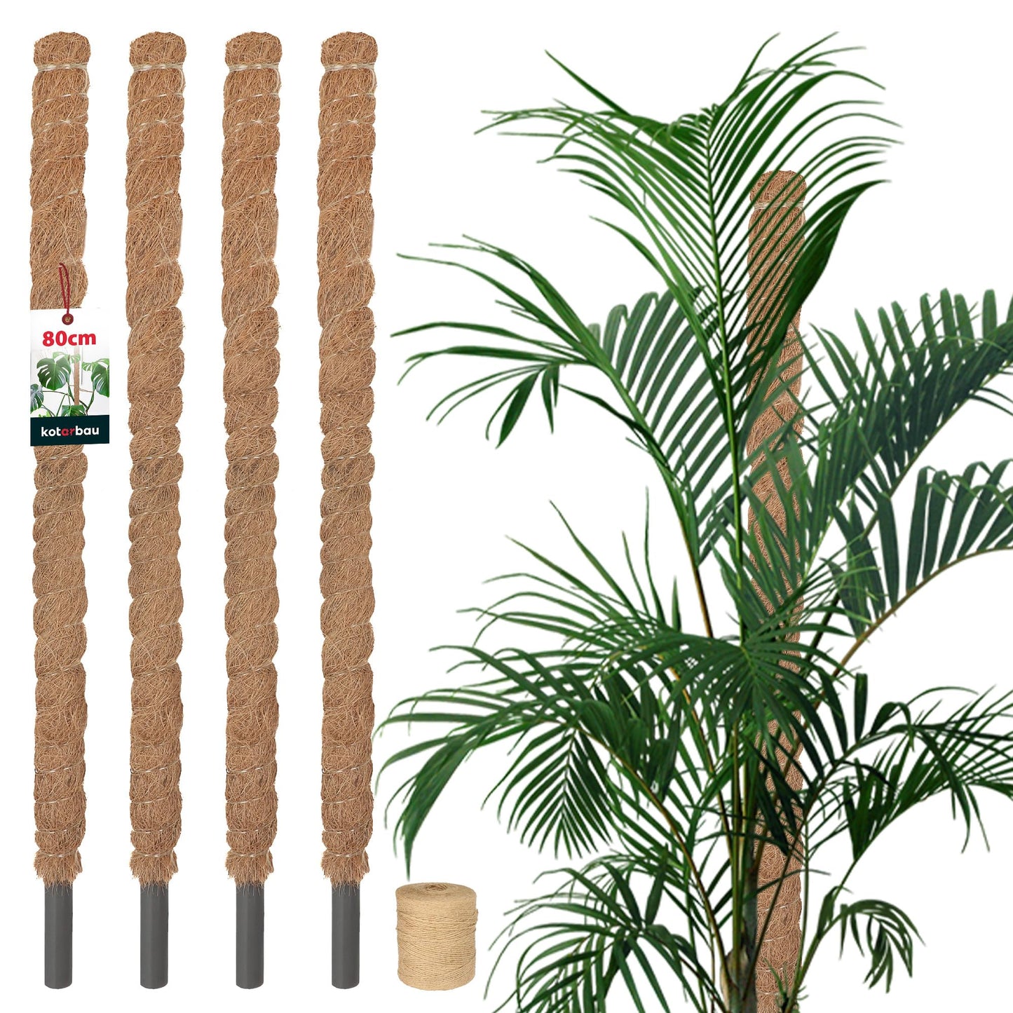 4er-Set Moosstäbe für Zimmerpflanzen, ⌀ 2,5 x 80 cm 4er Set