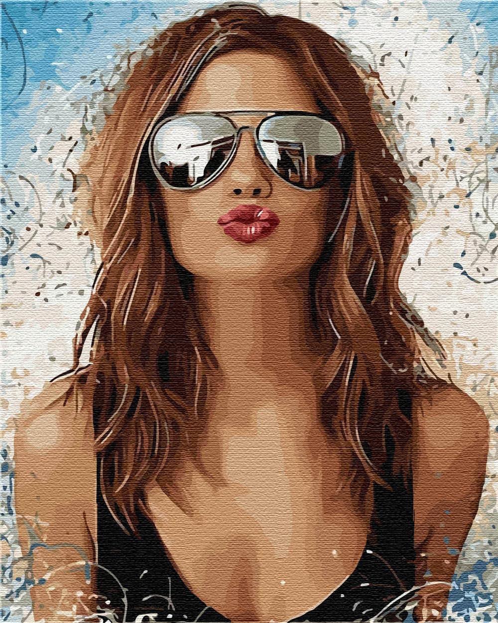 Malen nach Zahlen - Dame mit Brille, Dame mit Brille Mit Rahmen