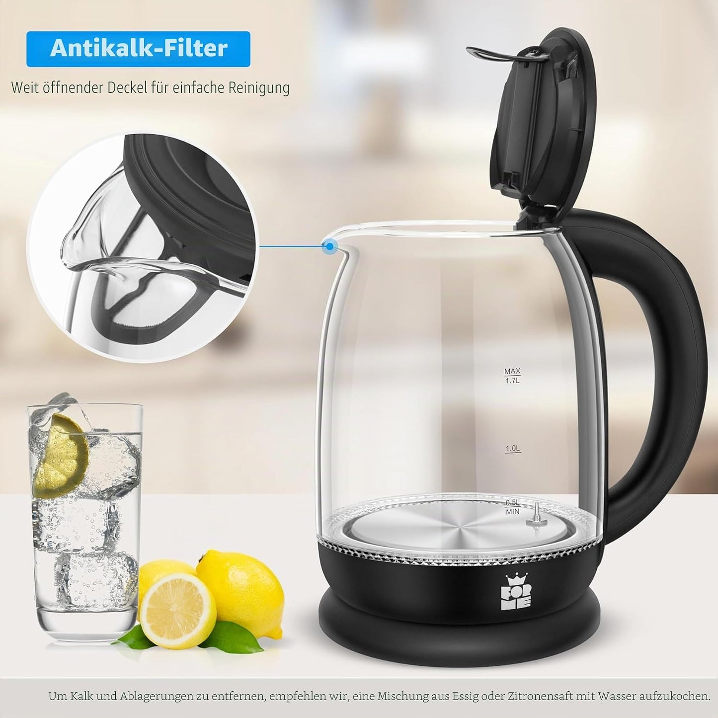 Elektrischer Wasserkocher mit Temperatureinstellung