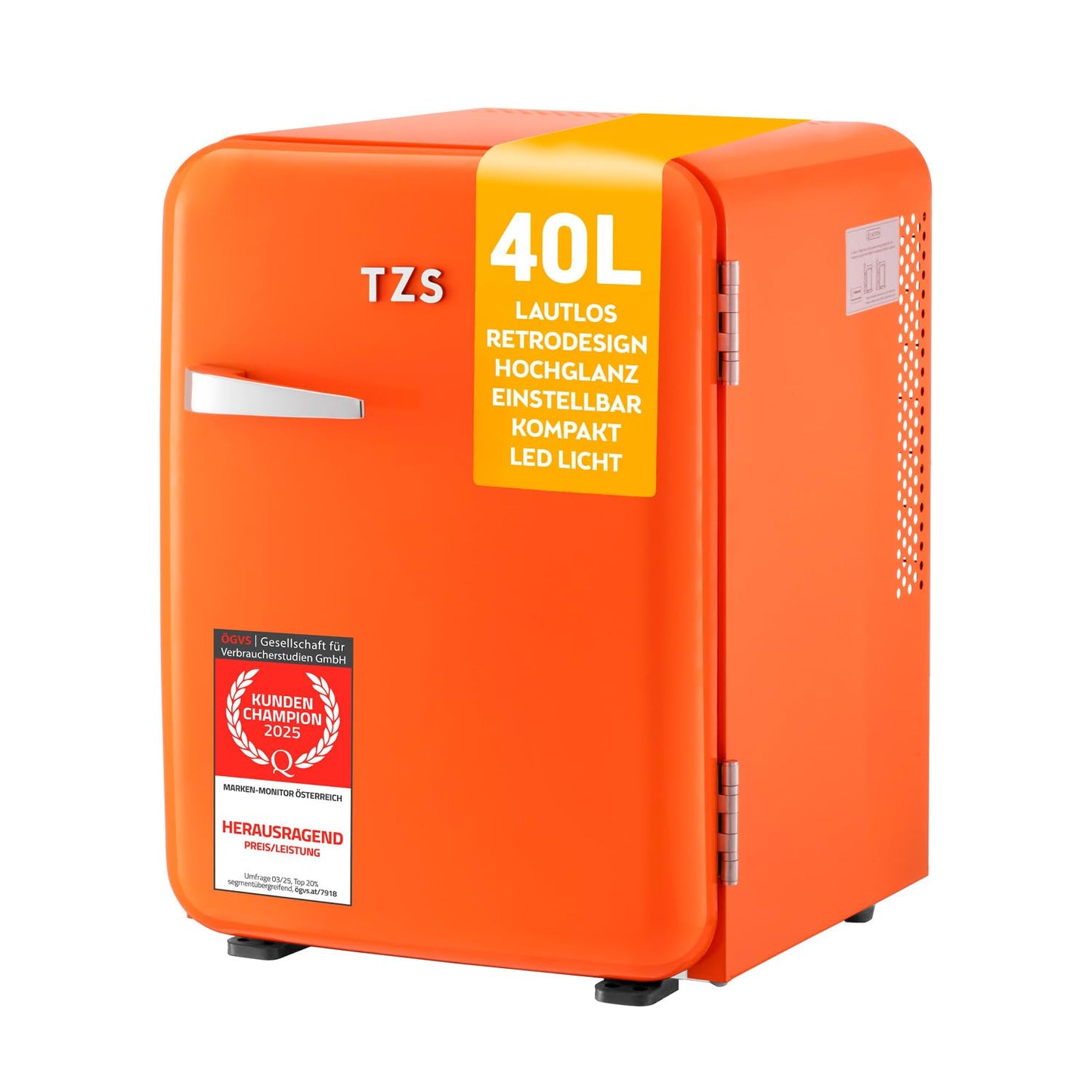 Retro Mini-Kühlschrank, 40 Liter Orange
