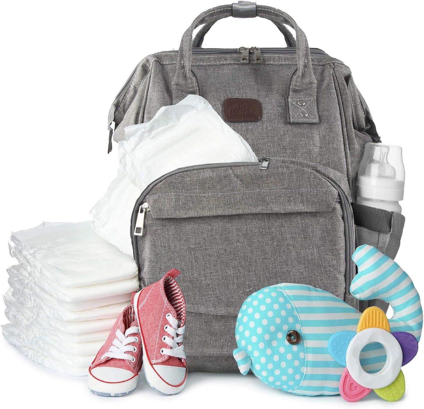 Baby Wickelrucksack mit Wickelauflage und Kinderwagenbefestigung, Deluxe Set (Ohne Bett)