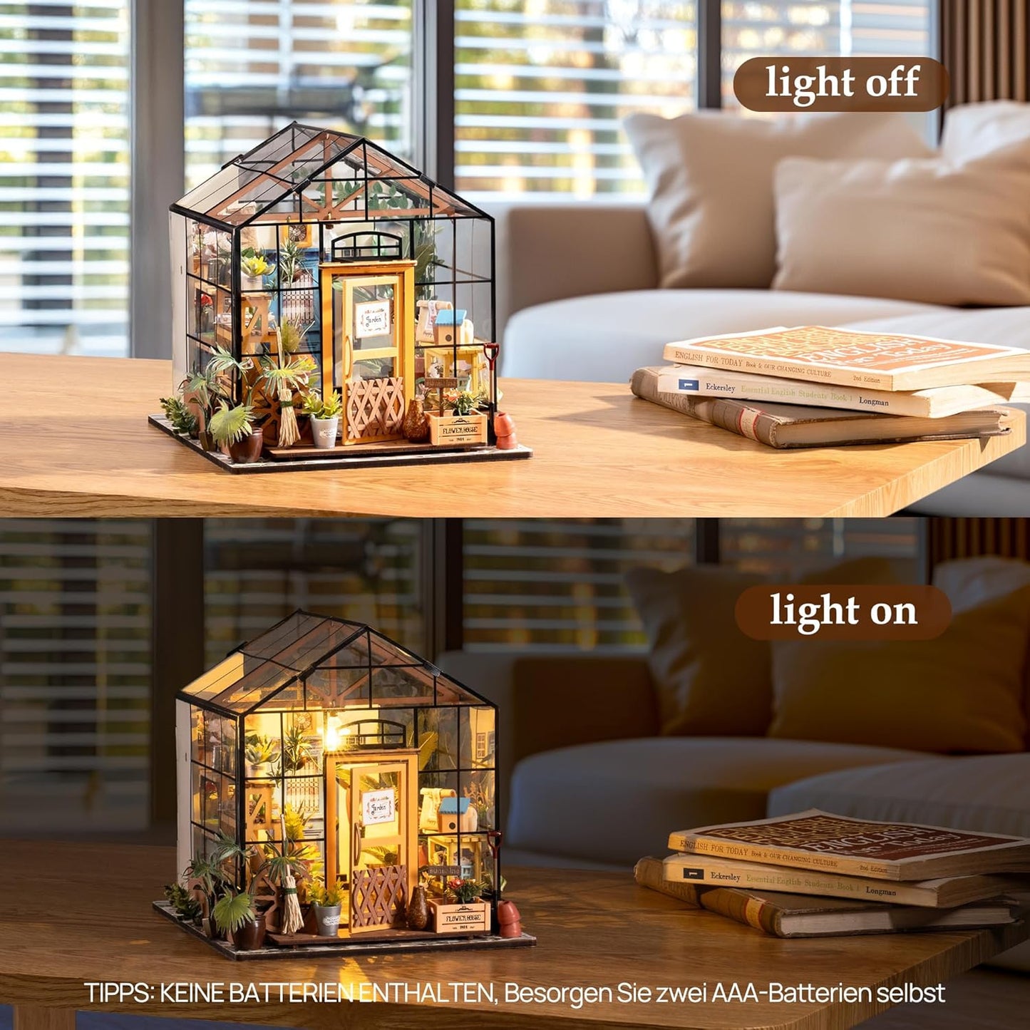 DIY Miniatur Blumenhaus mit LED-Licht, Blumenhaus