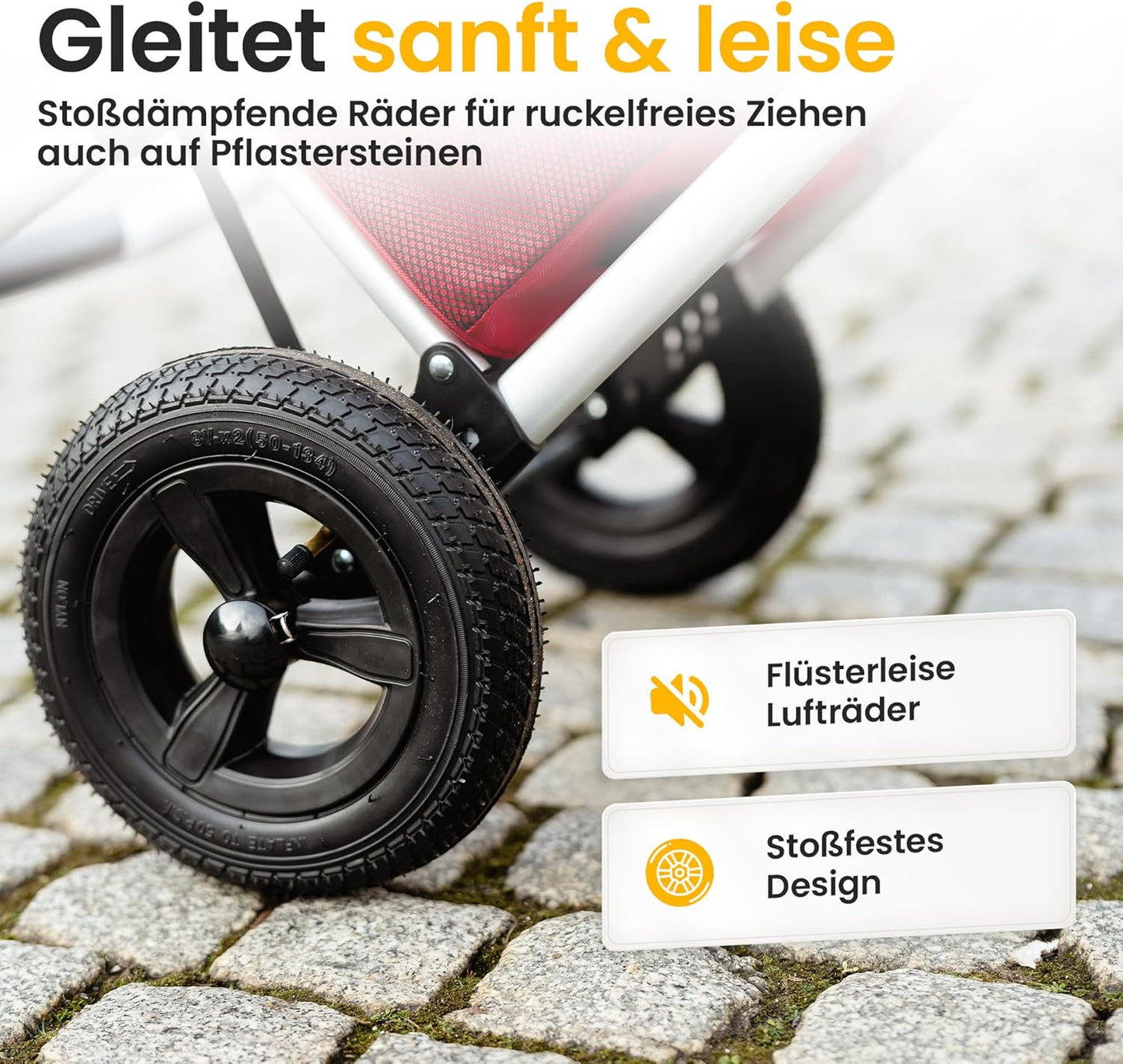 Klappbarer Einkaufstrolley mit Lufträdern & Kühlfach, Bordeauxrot