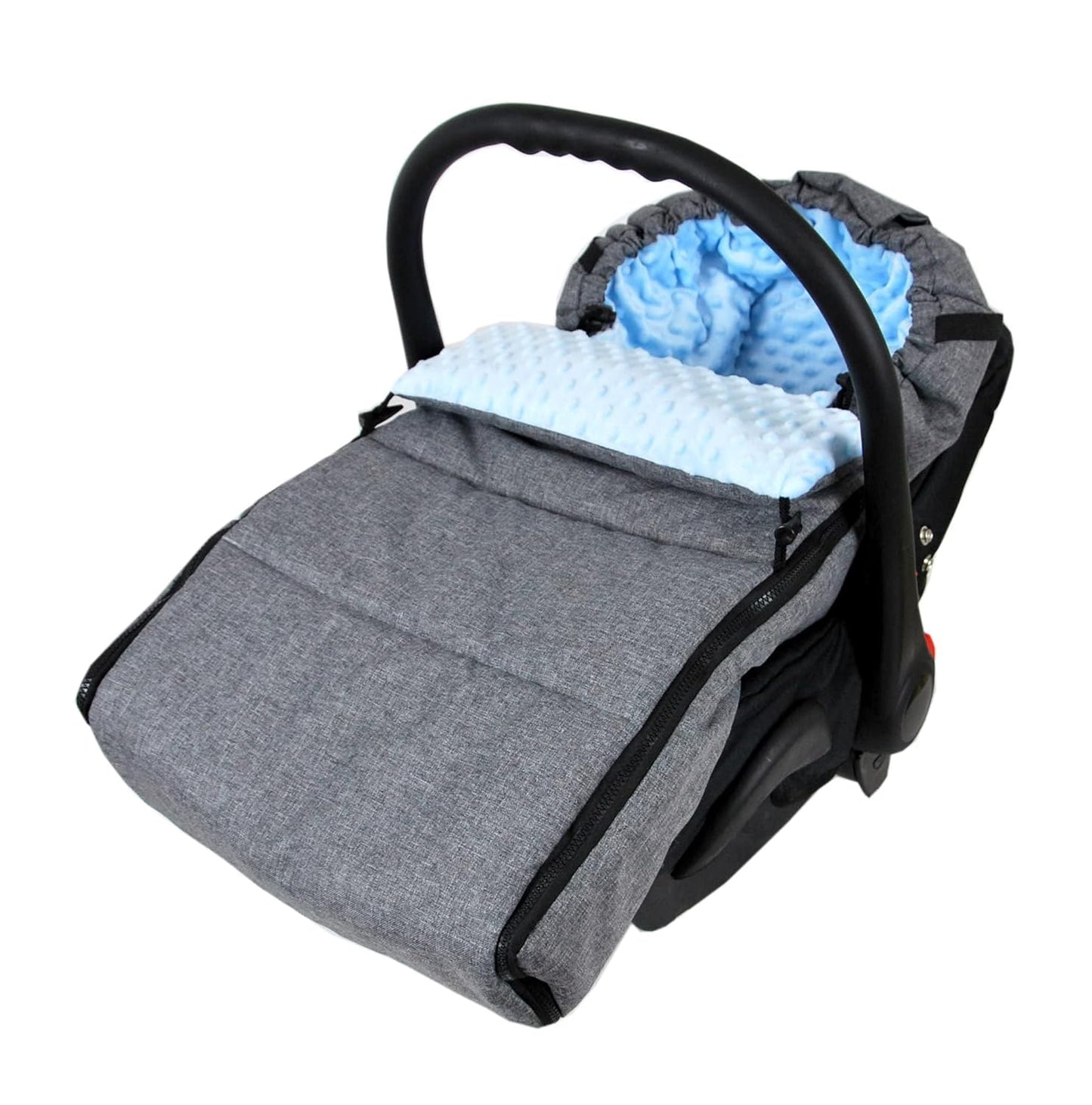 Minky Thermo-Fusssack für Kinderwagen, Grau + Blau