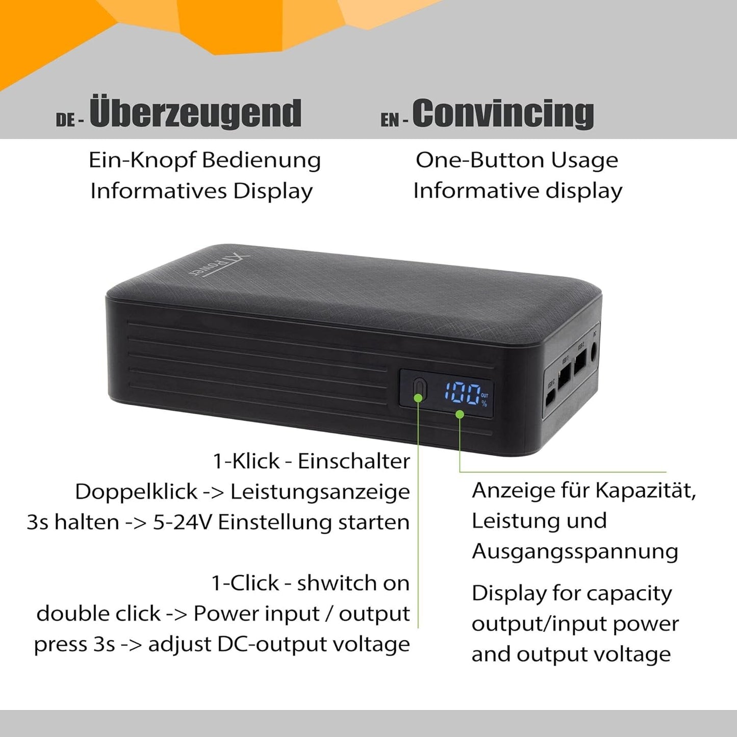 Powerbank XT-27000DC-AO-PA mit USB-C PD, XT-27000DC-AO-PA