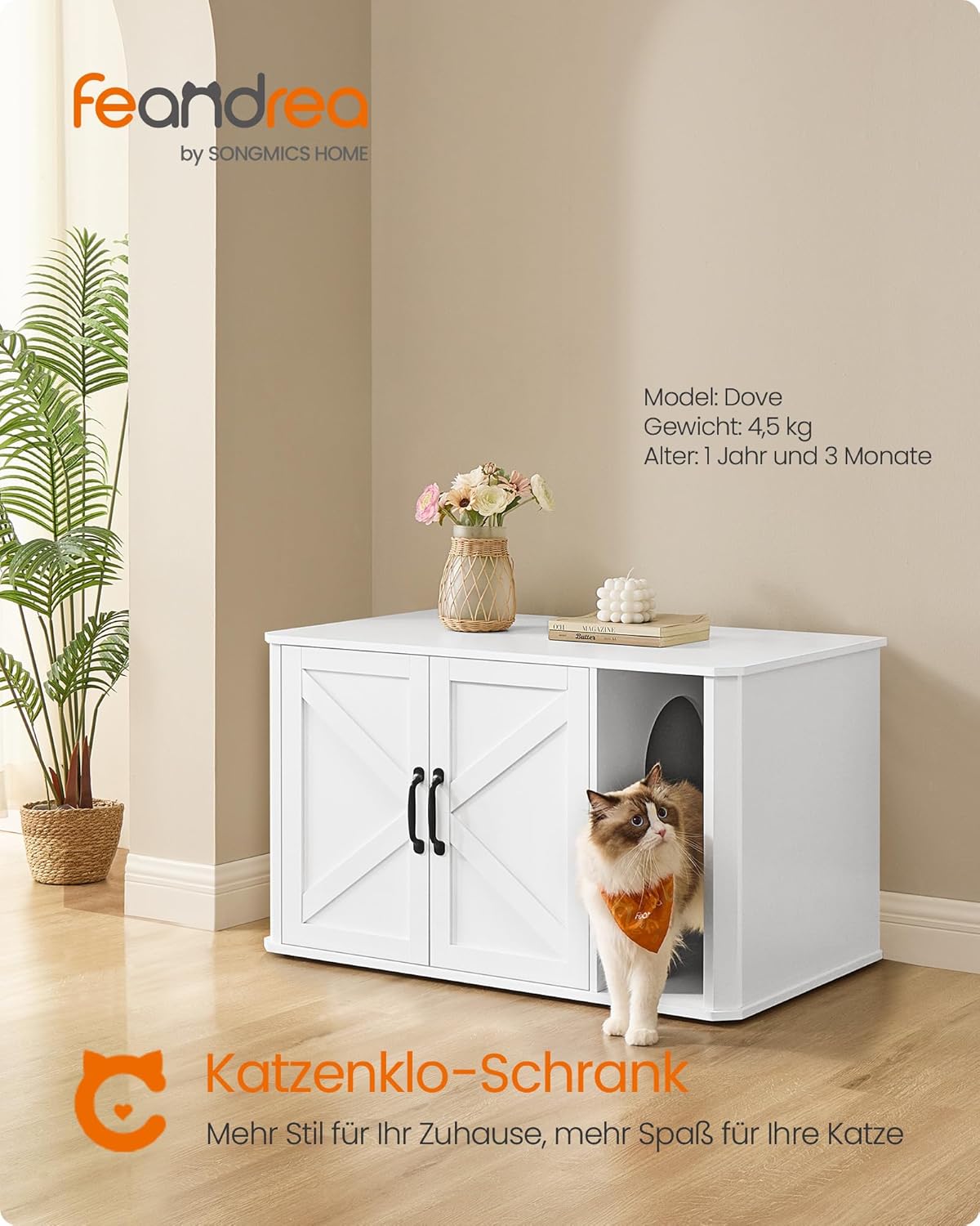 Katzenhaus als Sideboard mit Doppeltür, Wolkenweiß