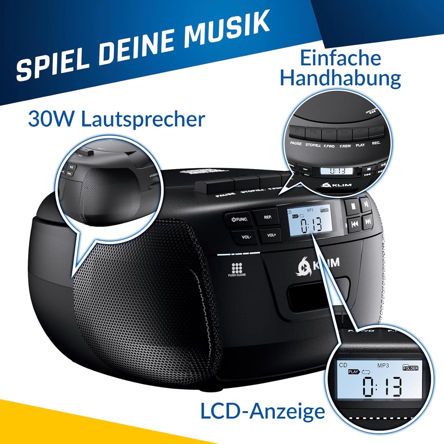 CD-Player mit Kassettenspieler