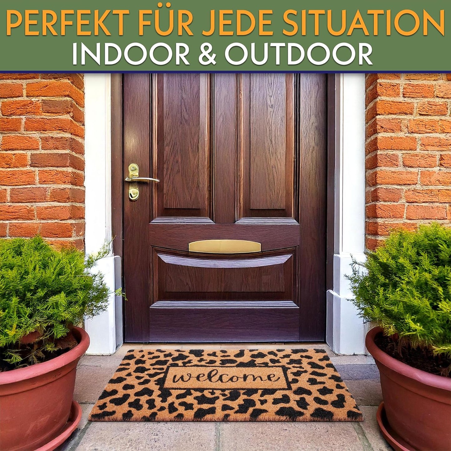 Antirutsch Fussmatte, Welcome - Leoparden Muster