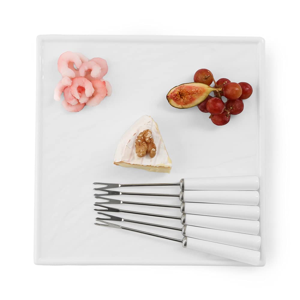 Servierplatte mit sechs Pieksern, Design Schiefer Weiss 25,5cm