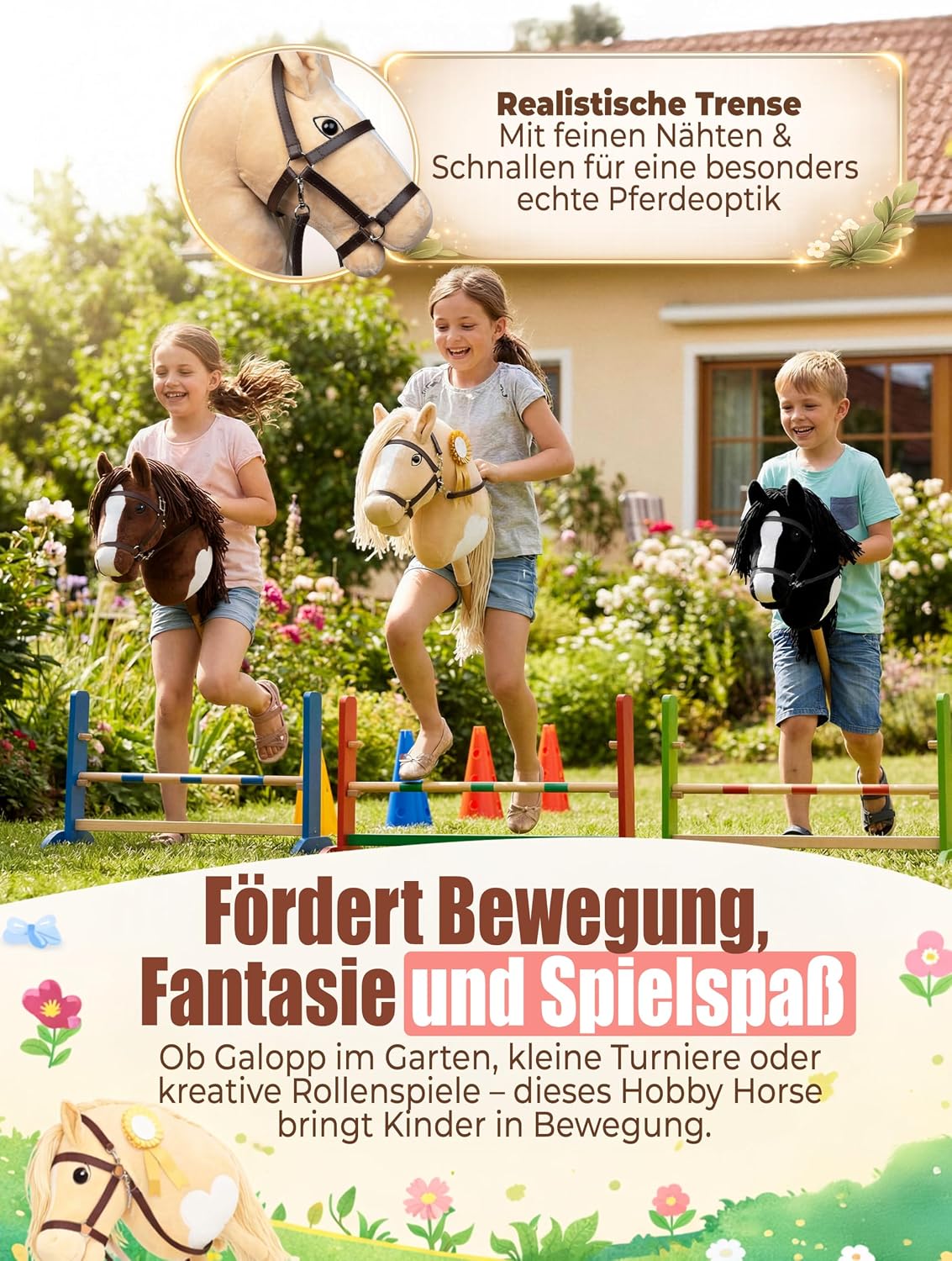 Hobby Horse Steckenpferd für Kinder, Schwarz & Weiss