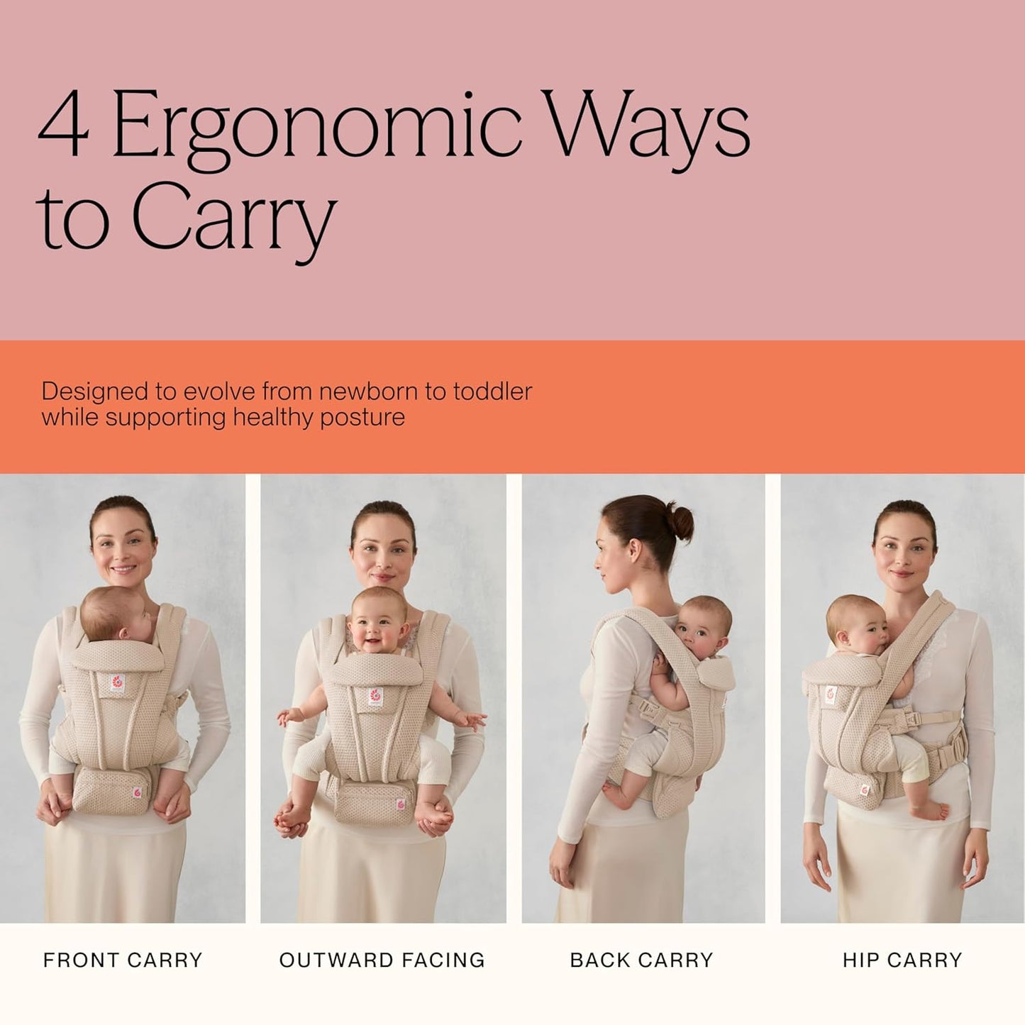 Ergonomische Babytrage, Pearl Grey Baumwolle