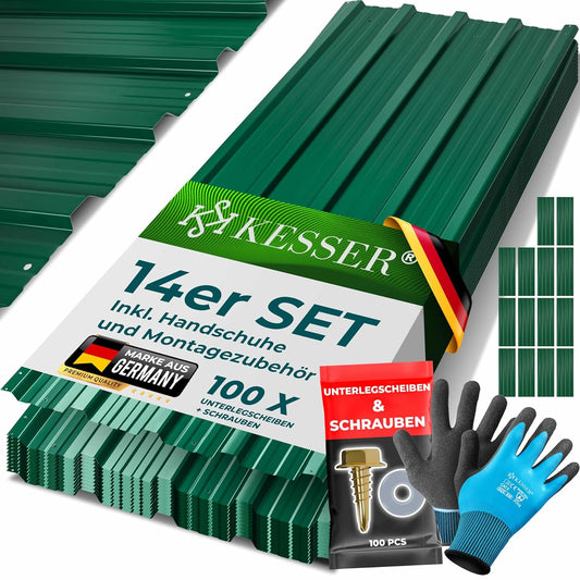 14x Trapezblech 110cm x 46cm, 110x46cm / 14 Stück ; Grün