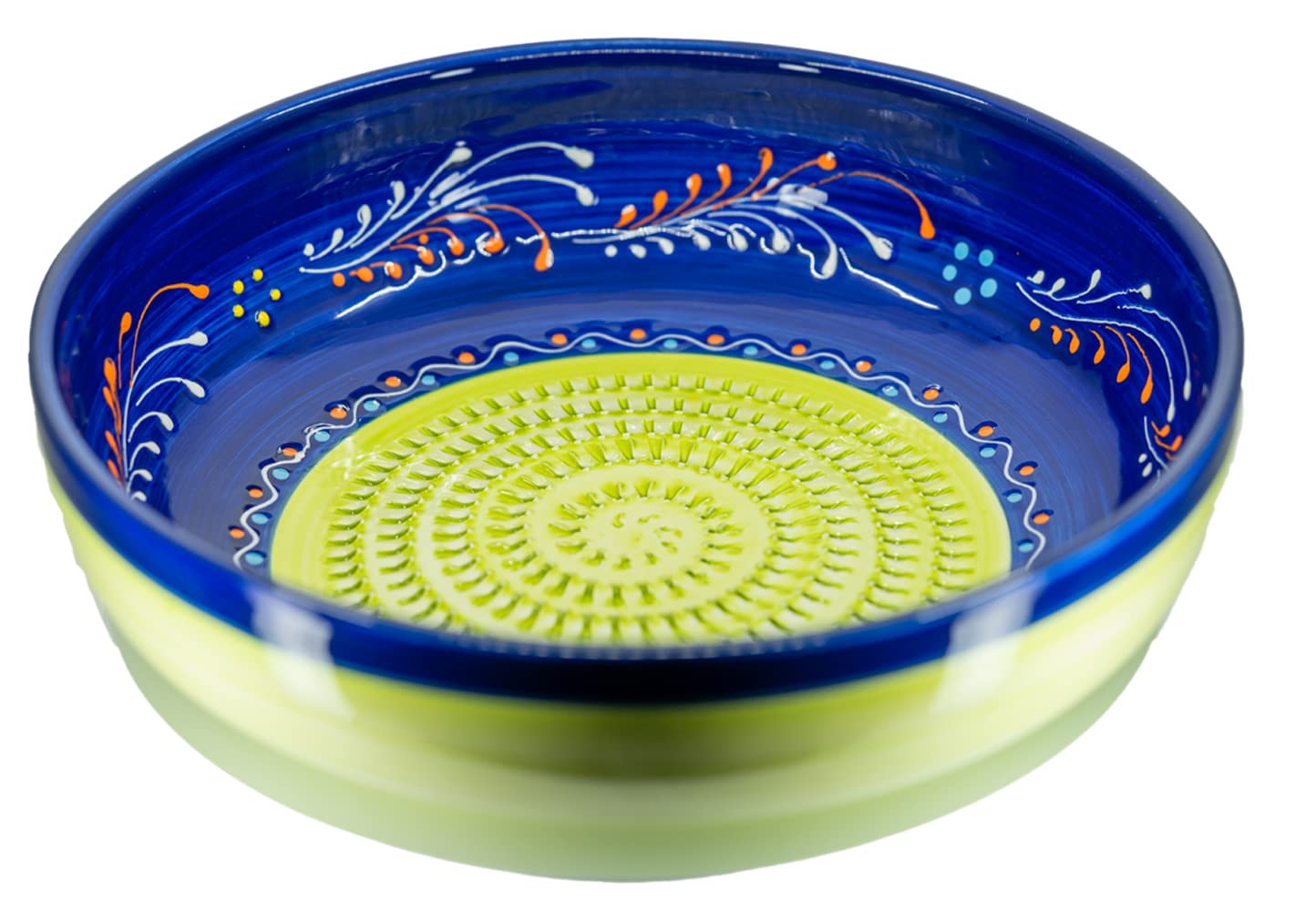 2-in-1 Reibeschüssel und Keramikhobel zum Gewürzereiben und Servieren, Grosse Schüssel Grün,grün und Blau