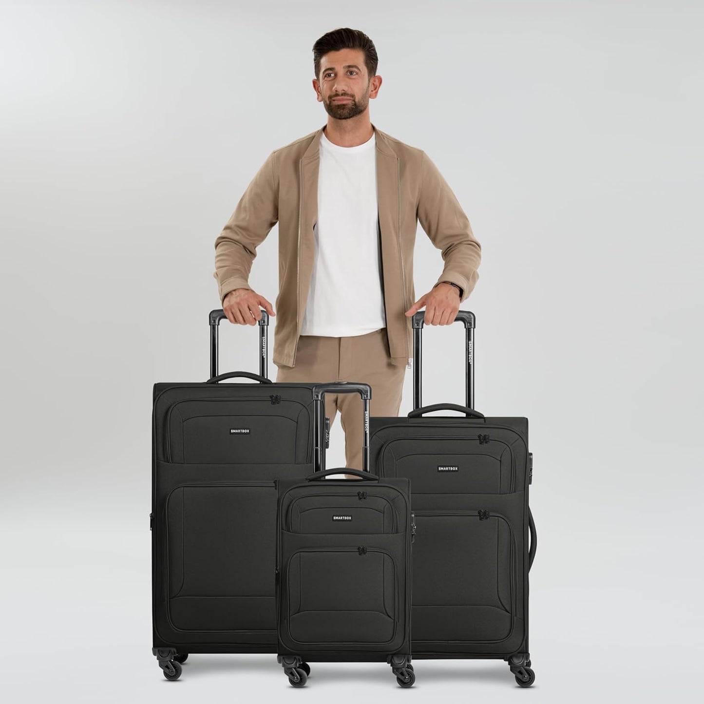Edition 04 - 3-teiliges Weichschalen-Koffer Set, Schwarz Kofferset (3-teilig) erweiterbar